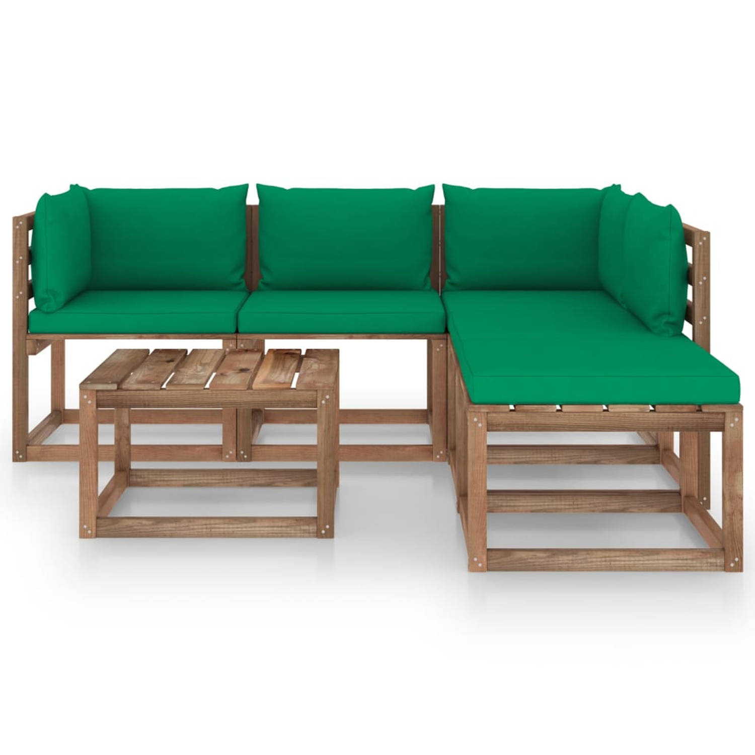 The Living Store Loungeset van grenenhout - Pallet - 6-delig - Bruin - 64x64x70 cm
