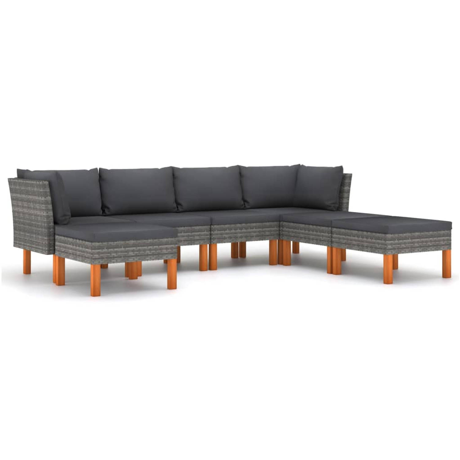 The Living Store Loungeset - Tuinmeubelset - Grijs - 5-delig