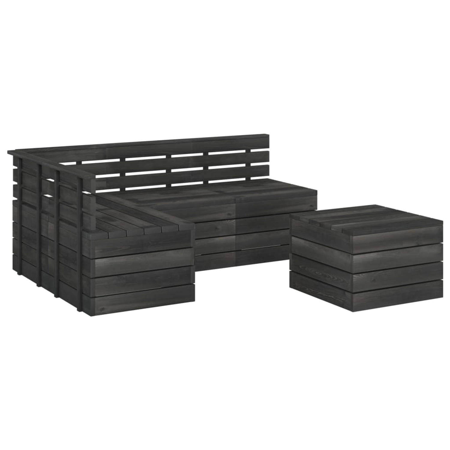 The Living Store Pallet Tuinset - Lounge - Grenenhout - Donkergrijs - 60x65x71.5 - 65x65x71.5 - 60x60x41.5