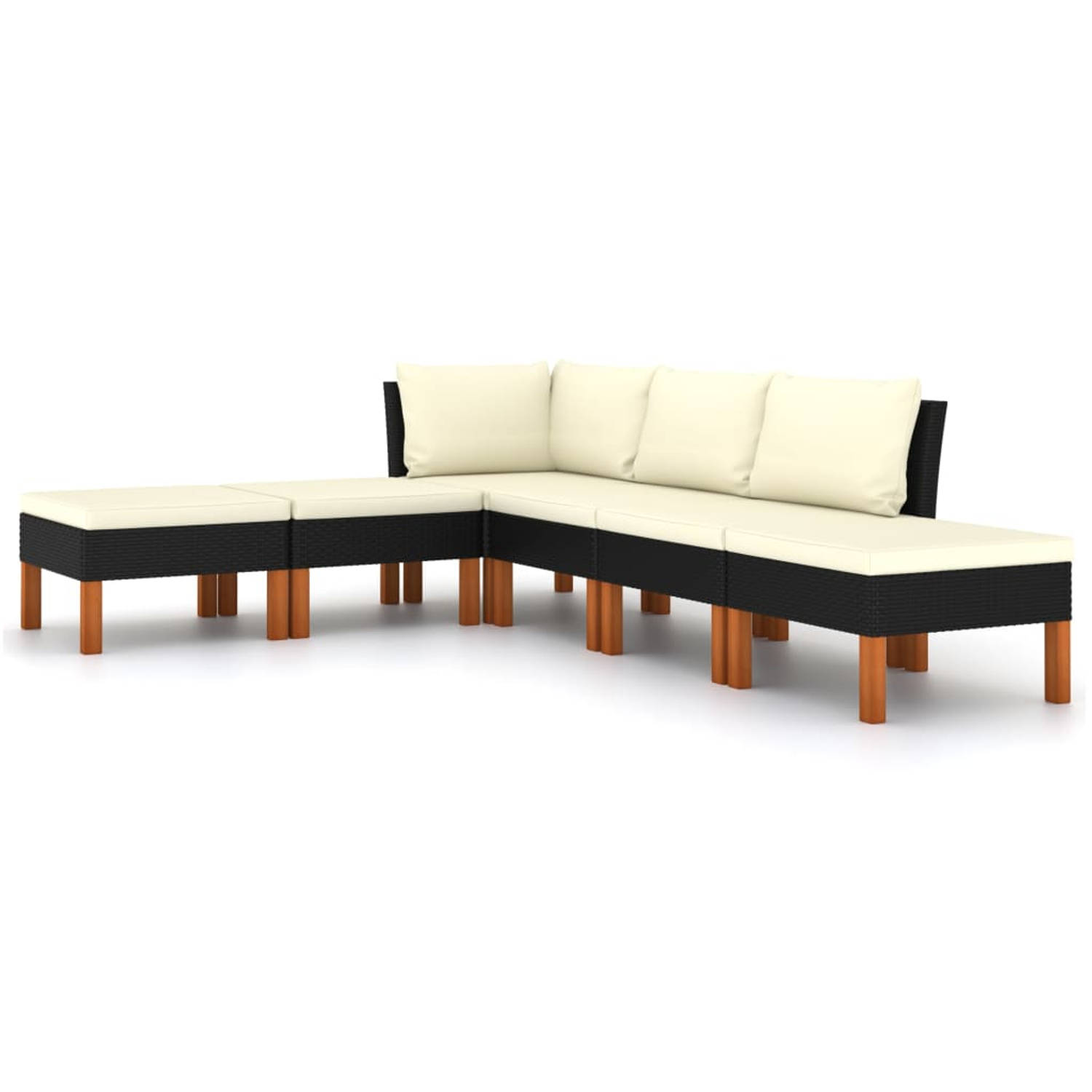 The Living Store Loungeset - Tuinmeubelset - 60.5 x 64.5 x 67 cm - Zwart