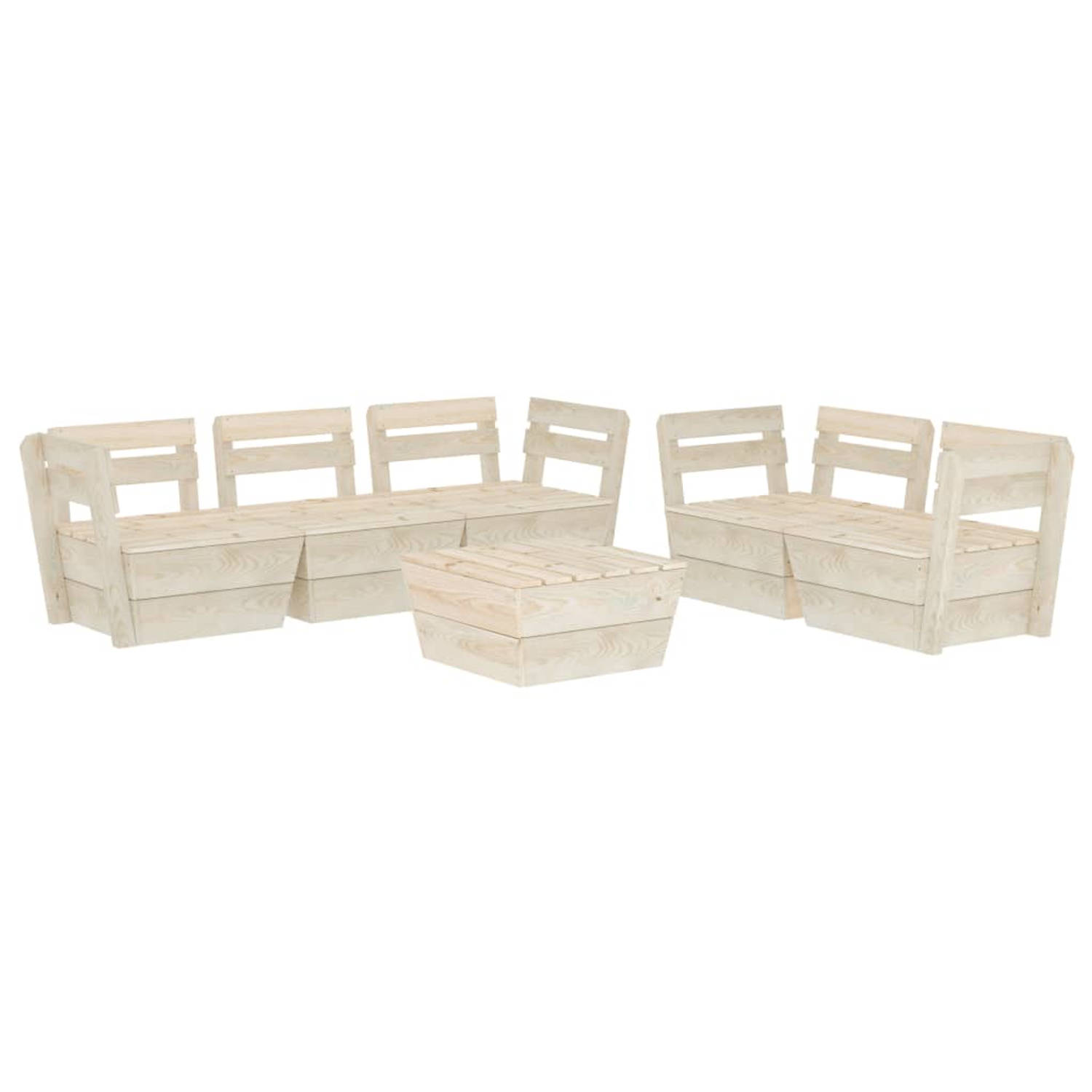 The Living Store Pallet Loungeset - Tuinmeubelset 6-delig - 60x60x65cm - Geïmpregneerd vurenhout