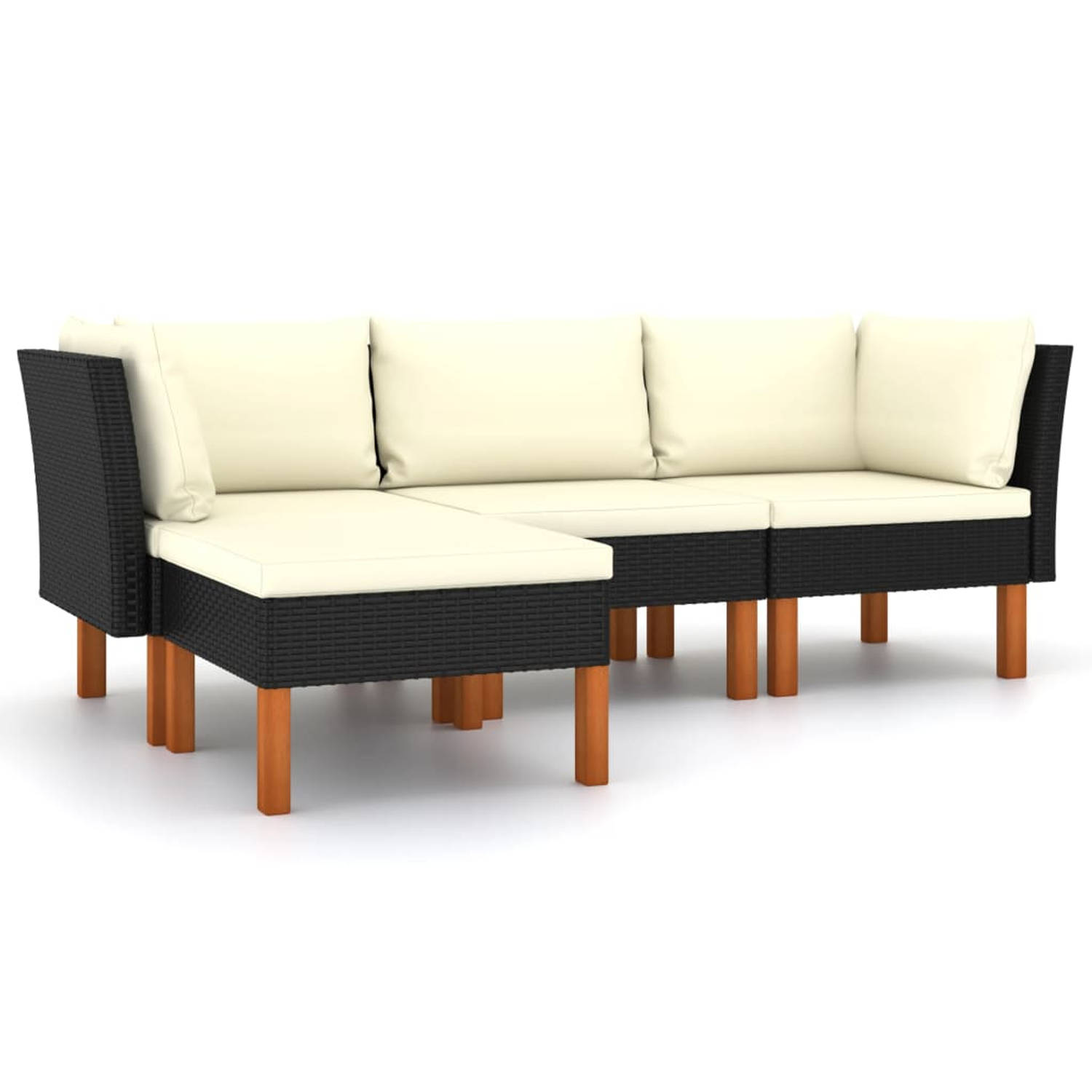 The Living Store Loungeset - Trendy en Comfortabel - Tuinmeubelset - Afmetingen- 60.5 x 64.5 x 67 cm  Ken- Zwarte kleur