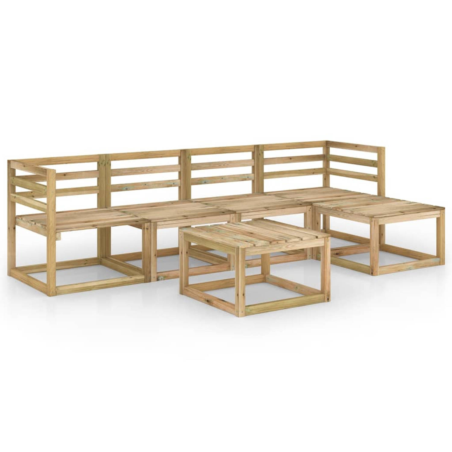 The Living Store Loungeset Pallet - Grenenhout - Modular - 64x64x70cm - Groen