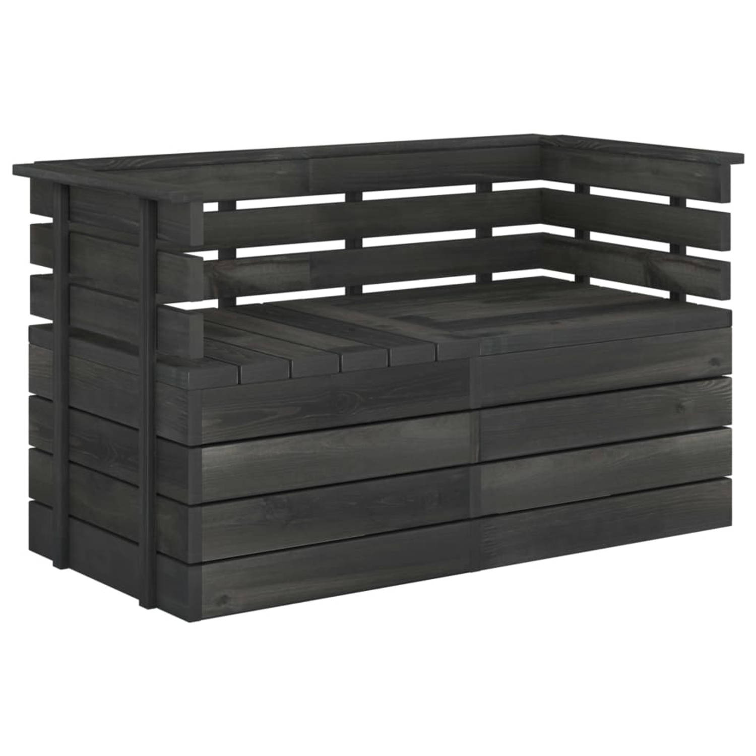 The Living Store Pallet Hoekbank - Donkergrijs - 65 x 65 x 71.5 cm (set van 2)