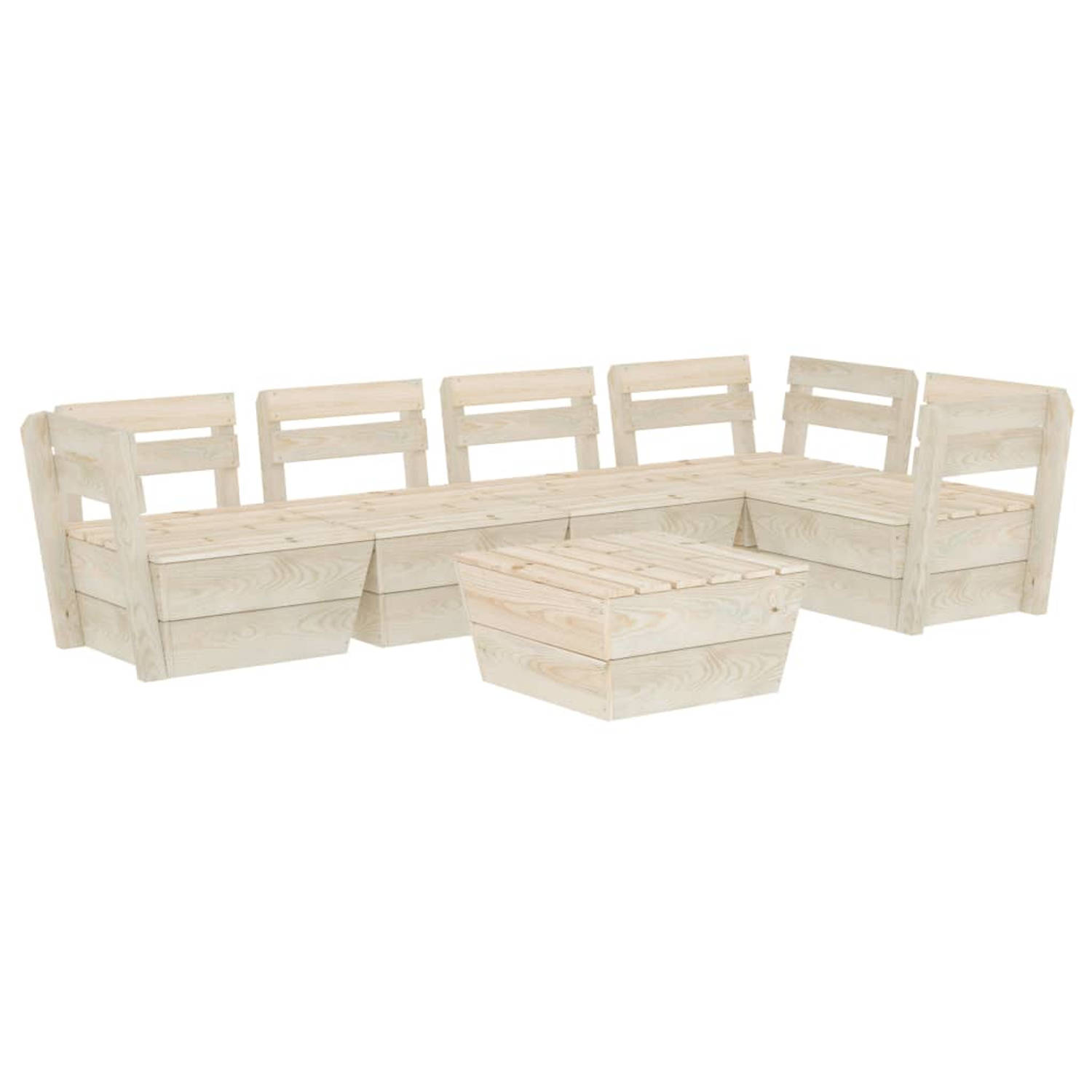 The Living Store Pallet Loungeset - 6-delig - 60x60x65 cm - Geïmpregneerd vurenhout