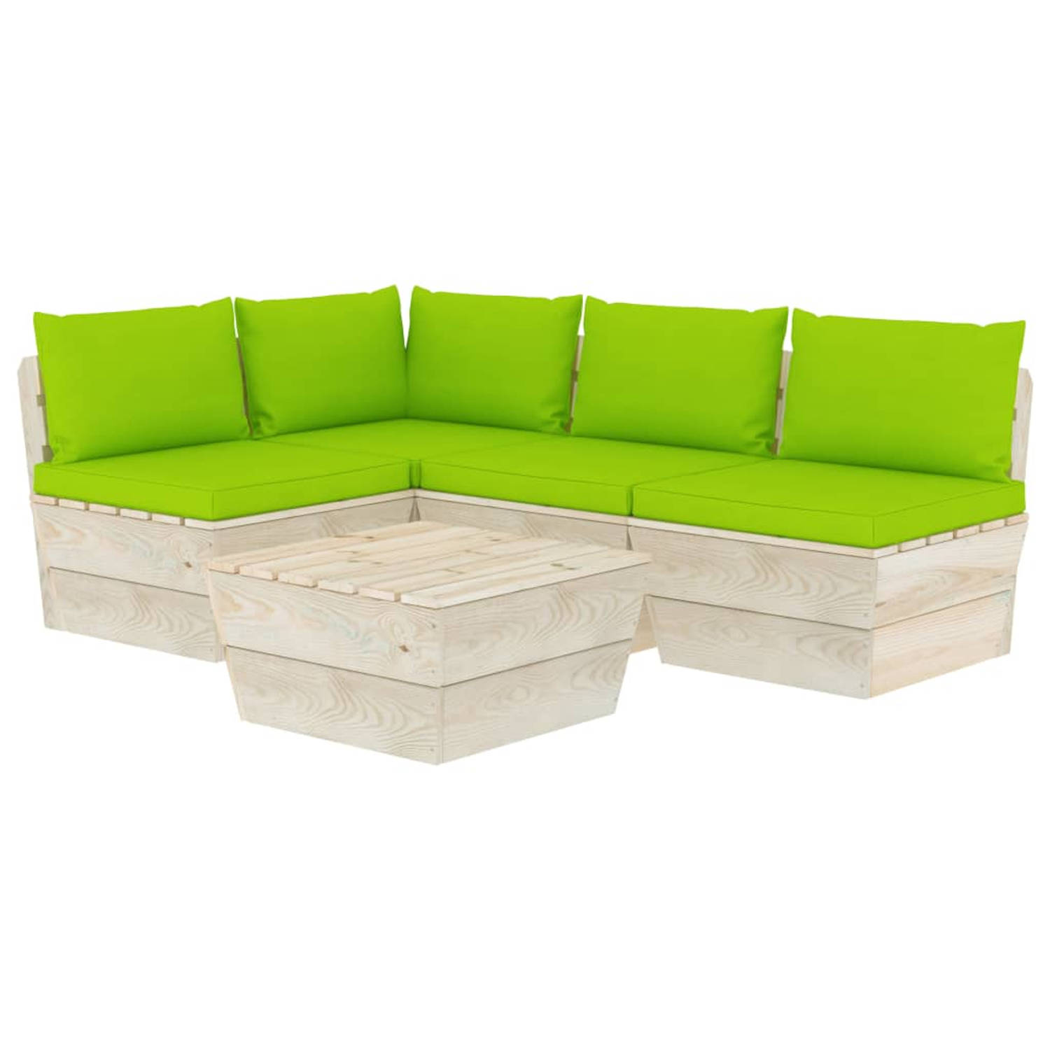 The Living Store Pallet s Tuinset - 5-delig - 60x60x65cm - Hout