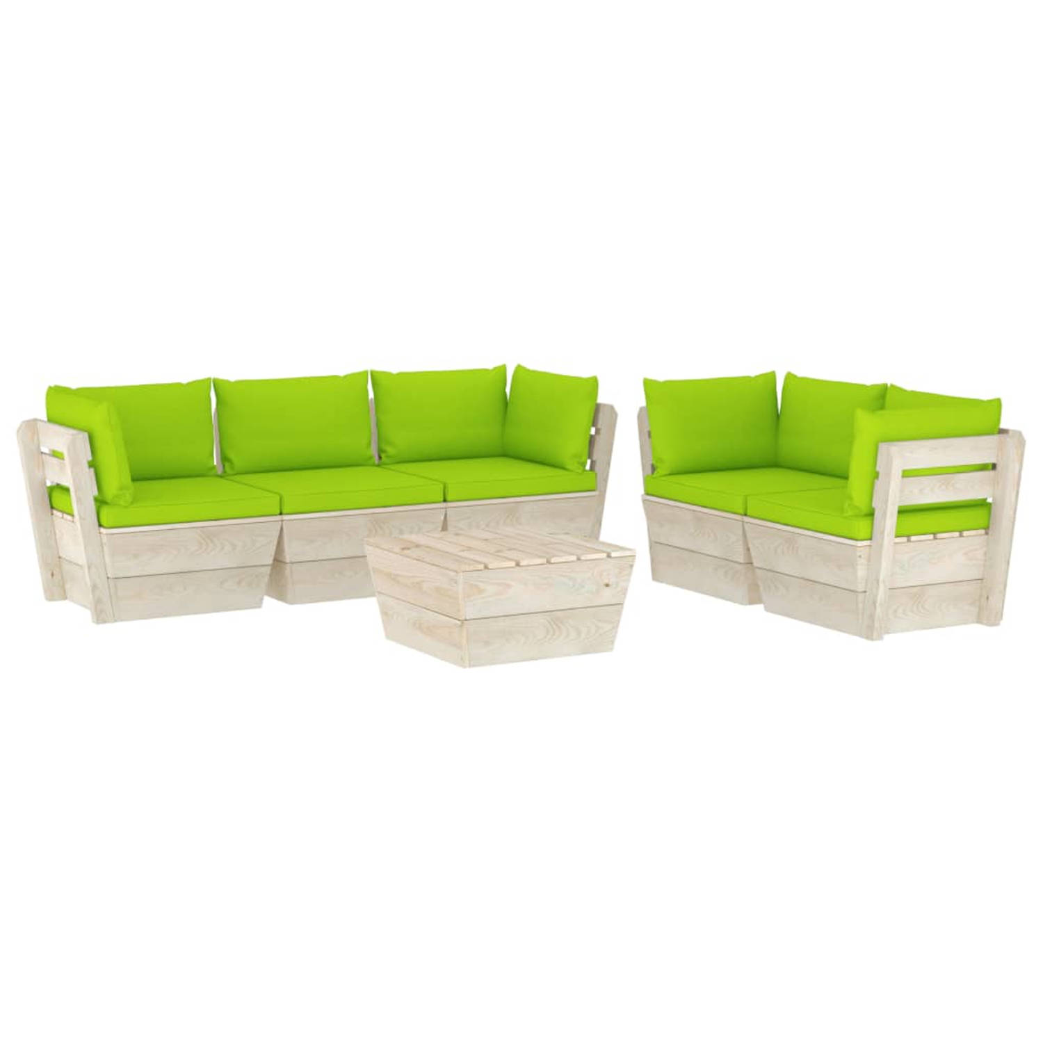 The Living Store Pallet loungeset 6-delig - 60x60x65 cm - geïmpregneerd vurenhout