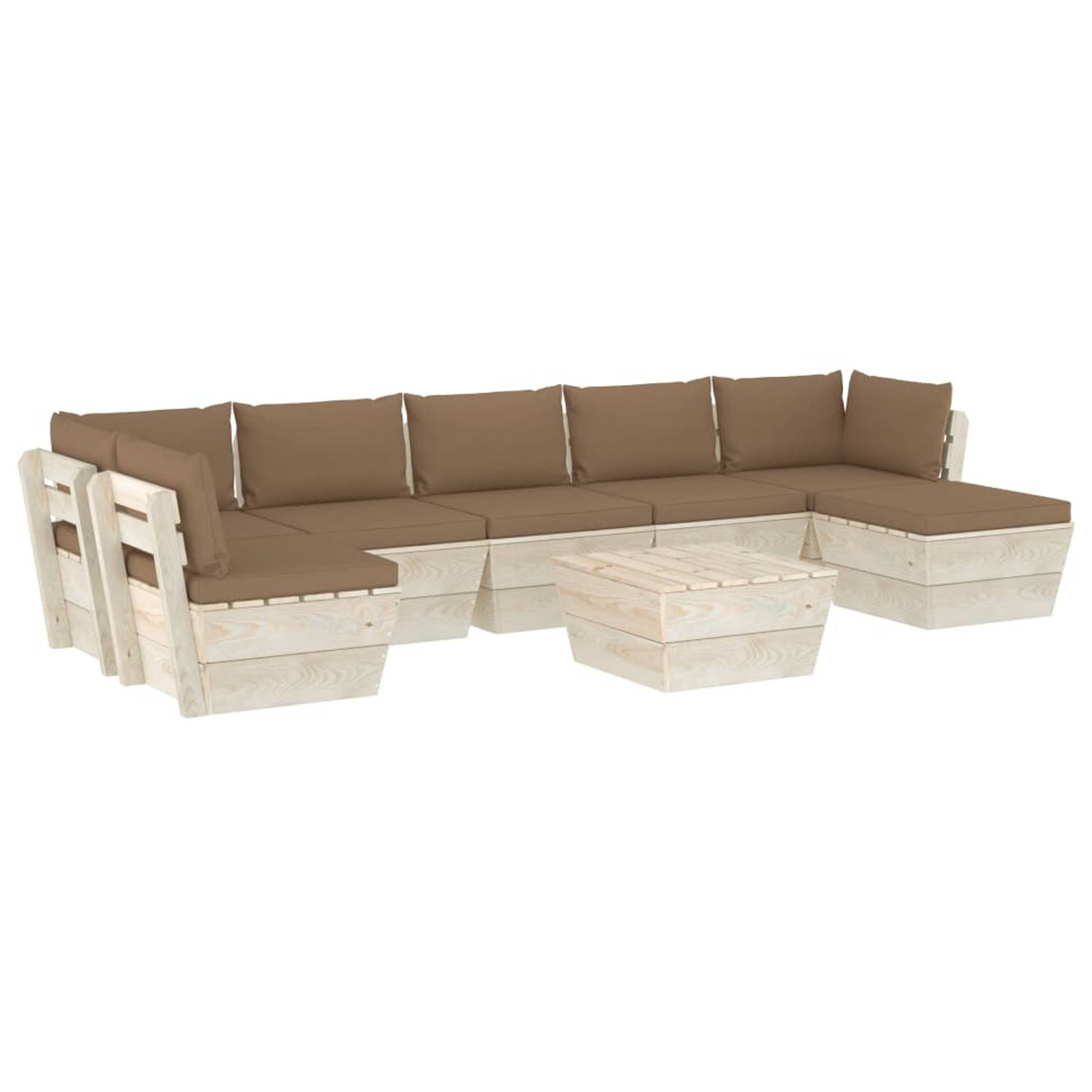 The Living Store Pallet Loungeset - 8-delig - 60x60x65cm - Geïmpregneerd vurenhout