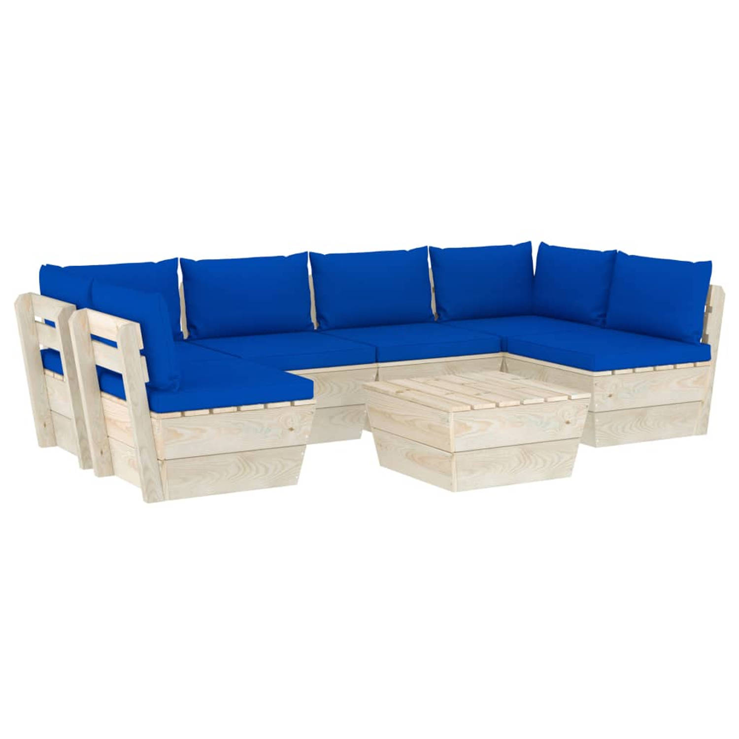 The Living Store 7-delige Loungeset met kussens pallet vurenhout - Tuinset