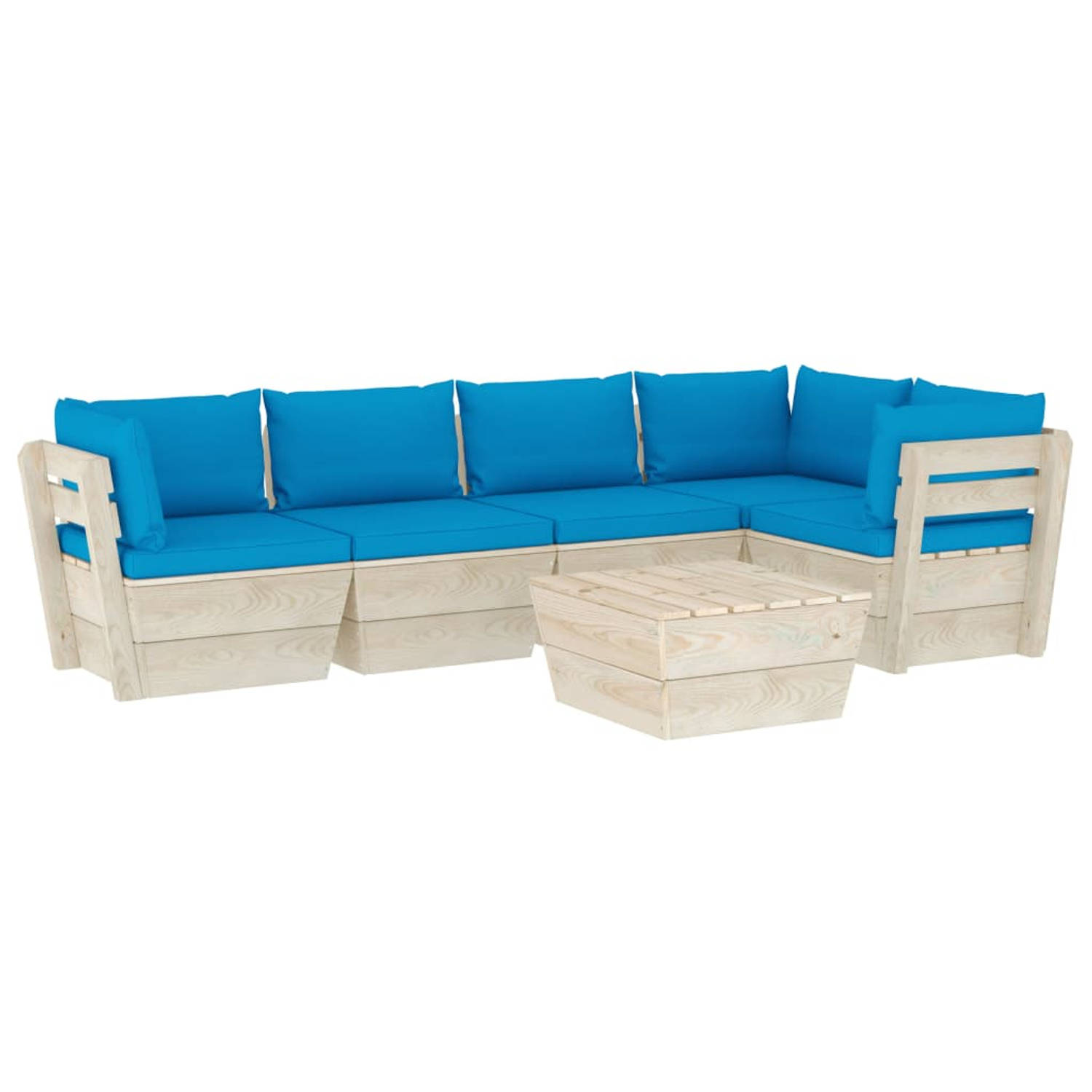 The Living Store 6-delige Loungeset met kussens pallet vurenhout - Tuinset