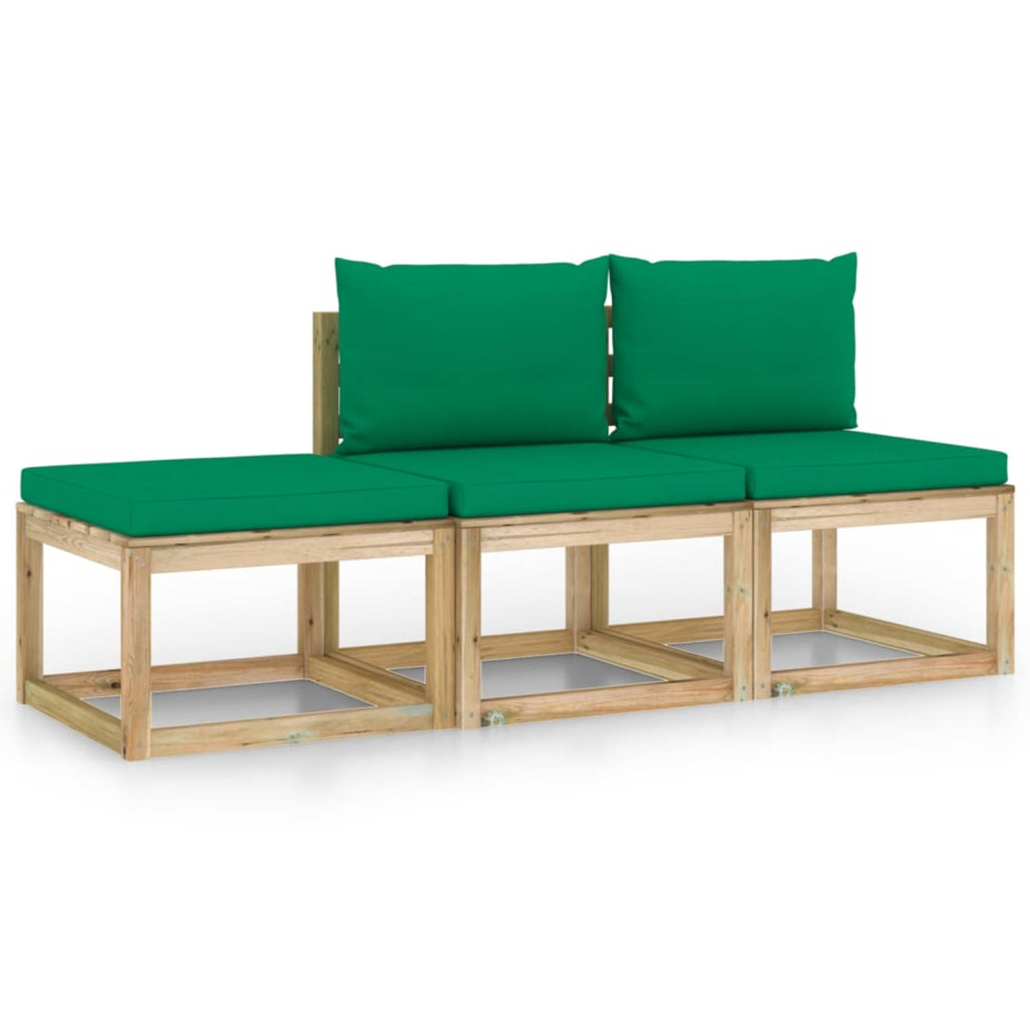 The Living Store Loungeset - The Living Store - Tuinmeubelen - 60x64x70 cm - Groen