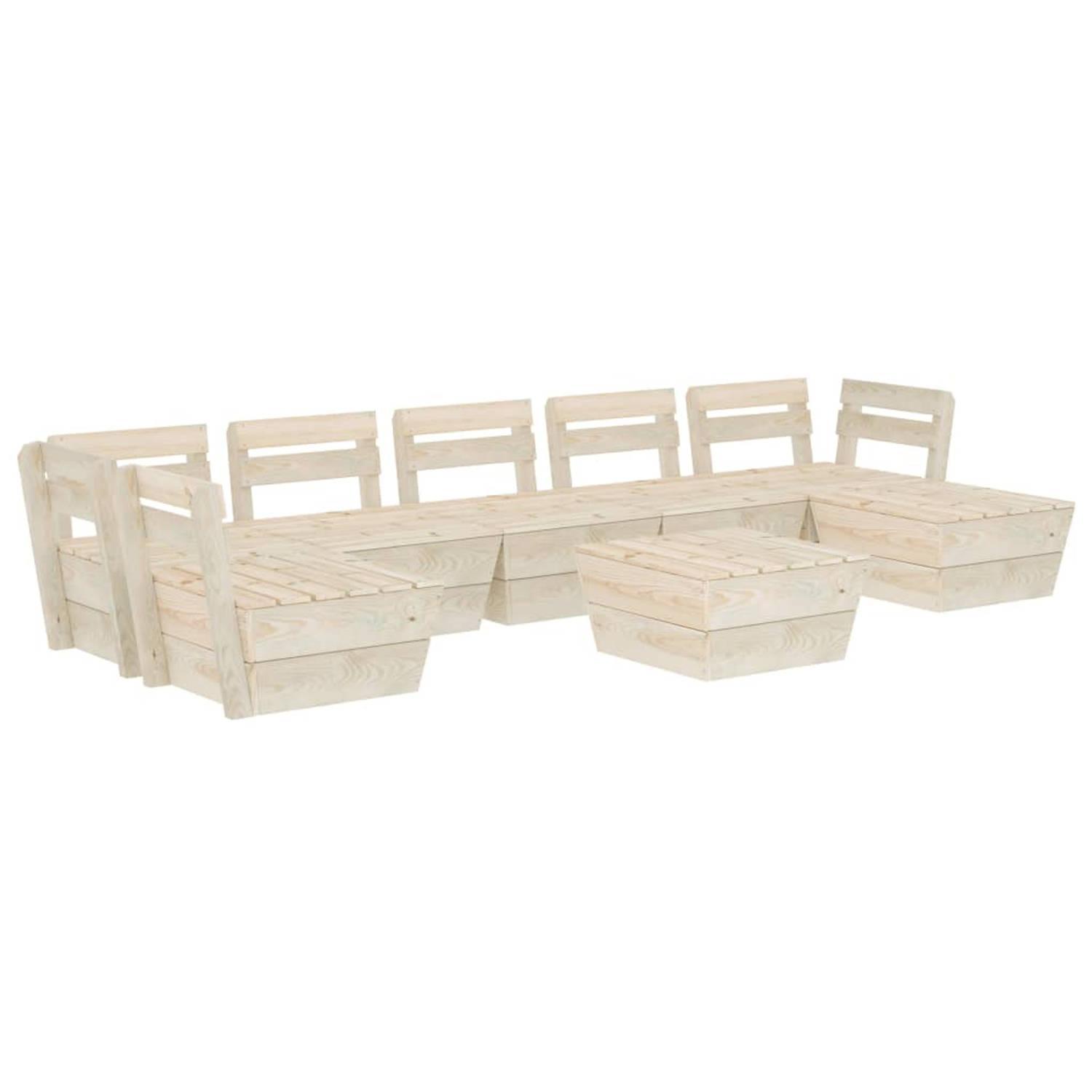 The Living Store Pallet Loungeset - 8-delig - Vurenhout - 60x60x65 cm - Rustieke charme