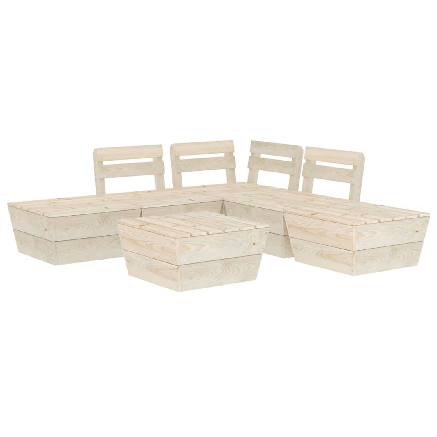 The Living Store Pallet Lounge Set - 6-delig - Hout - Geïmpregneerd vurenhout - 60 x 60 x 65 cm - Rustieke charme