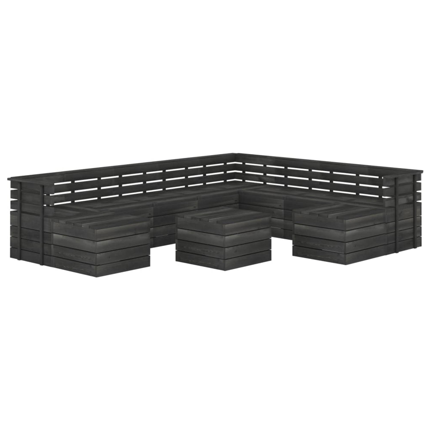 The Living Store Pallet Tuinset - Grenenhout - 60 x 65 x 71.5 cm - Donkergrijs