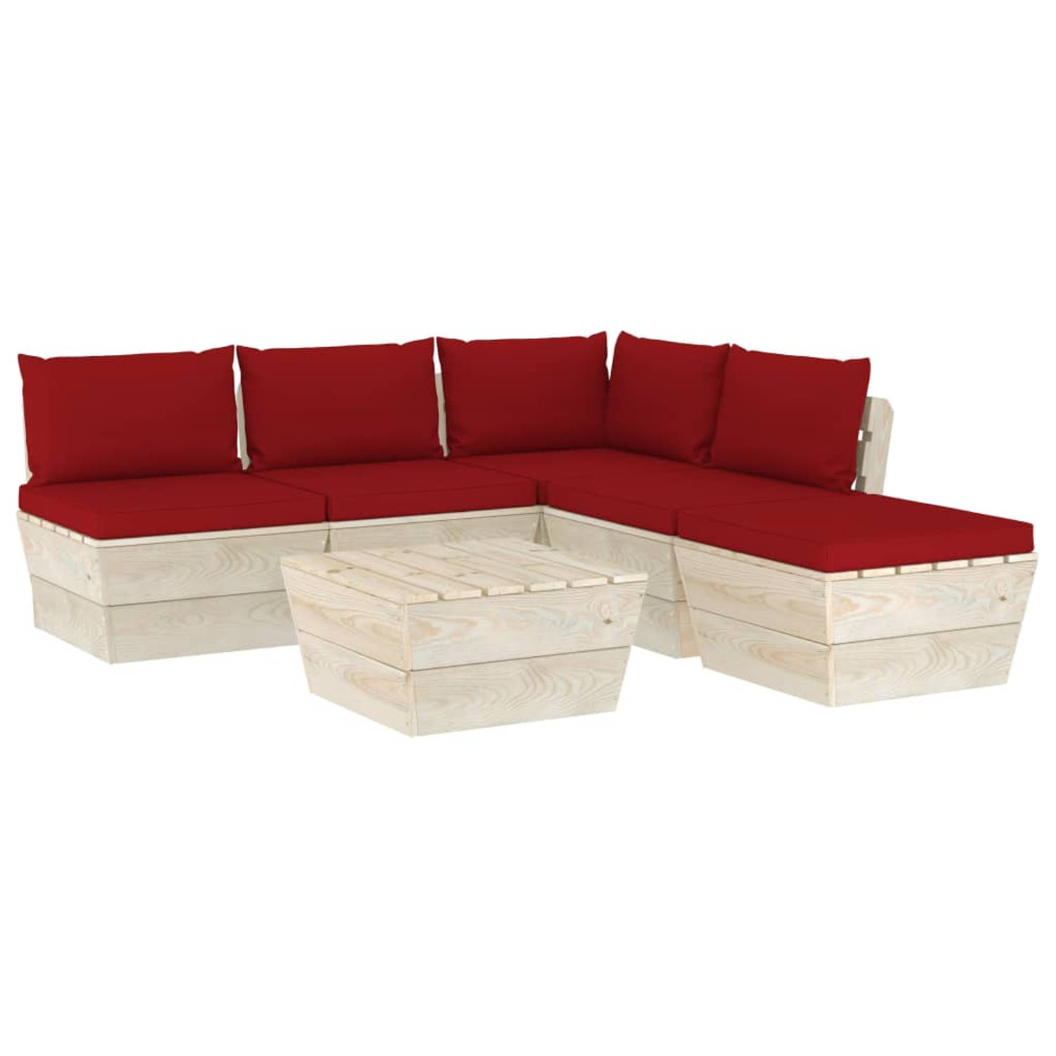 The Living Store Pallet Loungeset - 6-delig - Tuinmeubelset - 60x60x65cm - Geïmpregneerd vurenhout