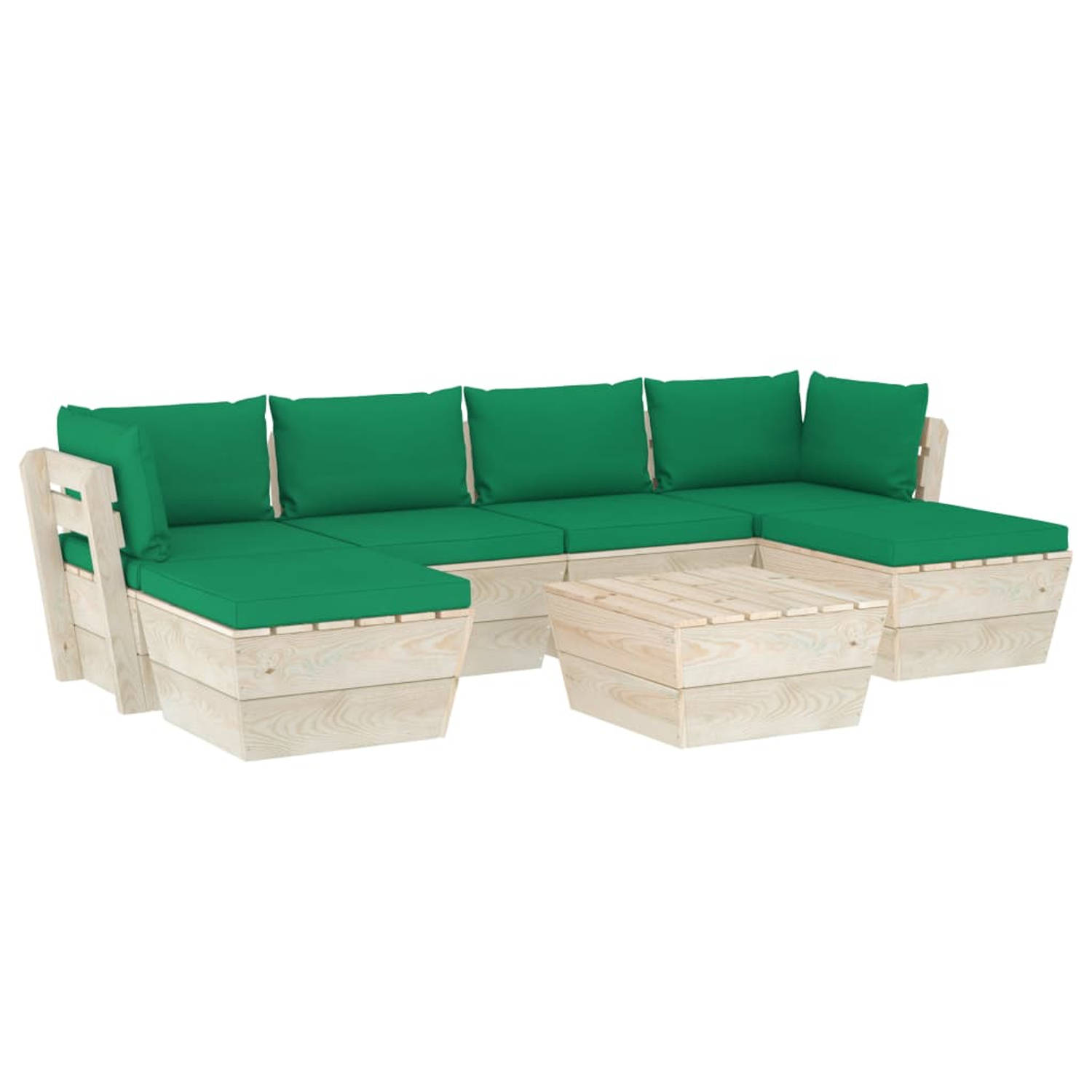 The Living Store 7-delige Loungeset met kussens pallet vurenhout - Tuinset