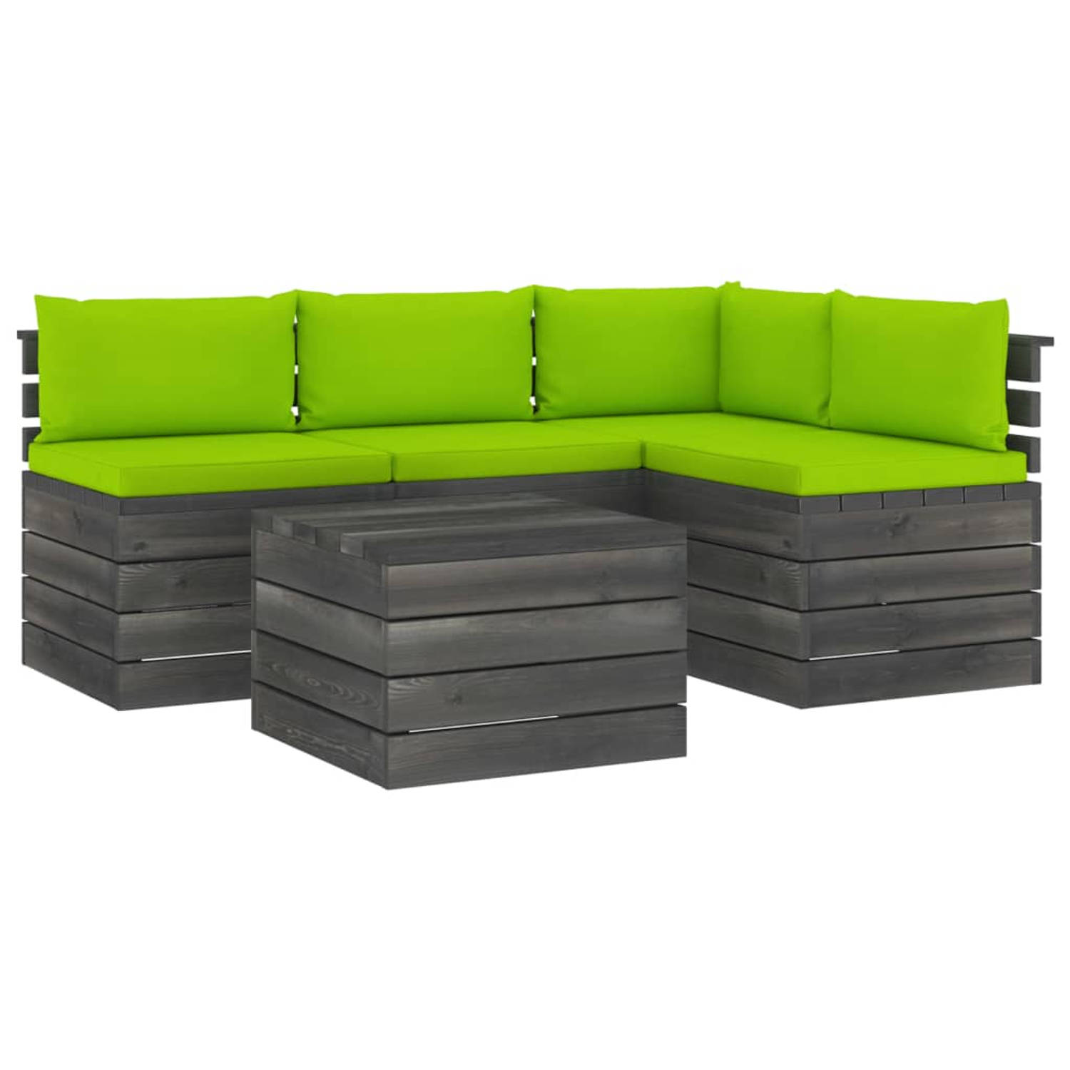 The Living Store Pallet Loungeset - Tuinmeubelen - 60x65x71.5 cm - Hout