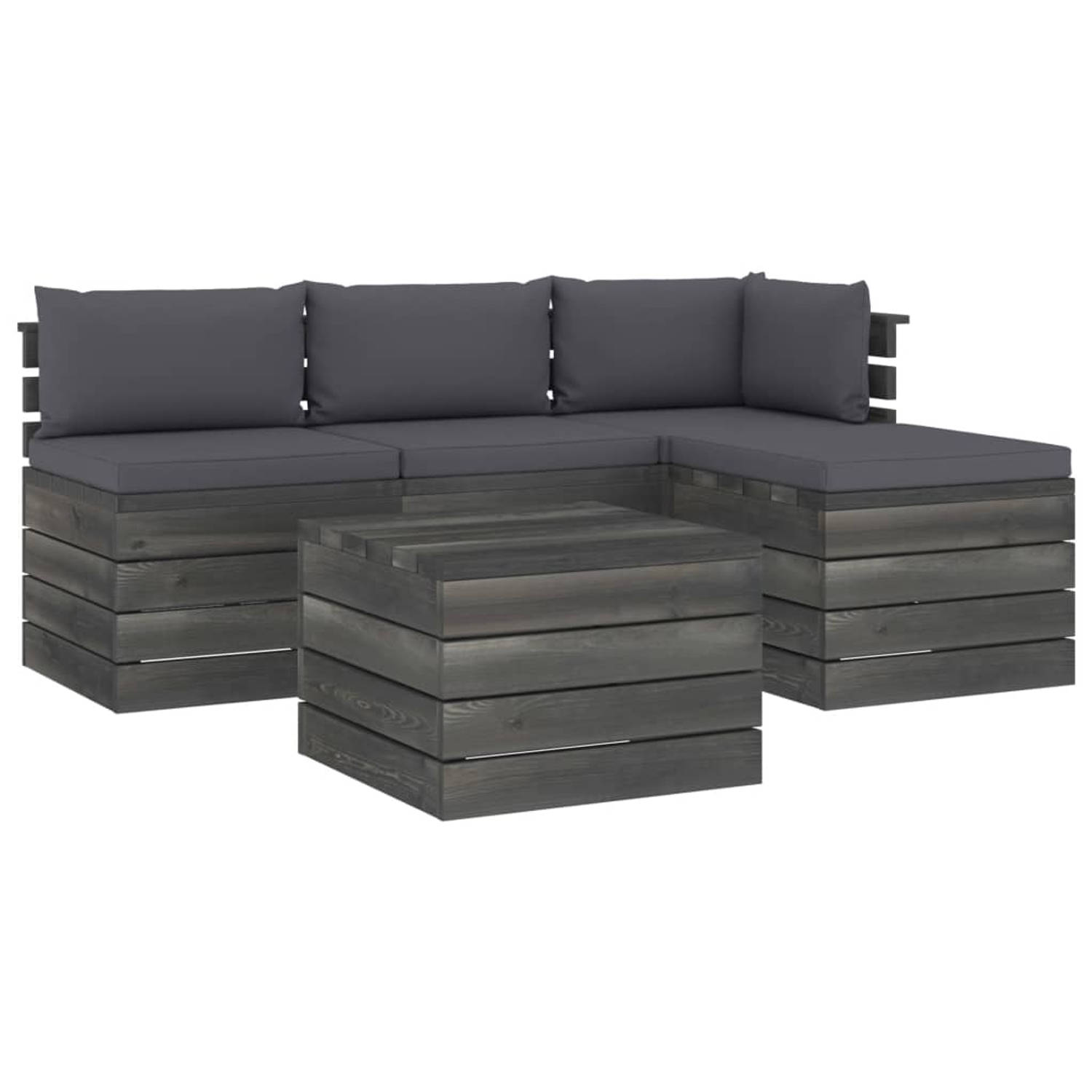 The Living Store Pallet loungeset - tuinmeubelset - 240 x 240 x 71.5 cm - massief grenenhout