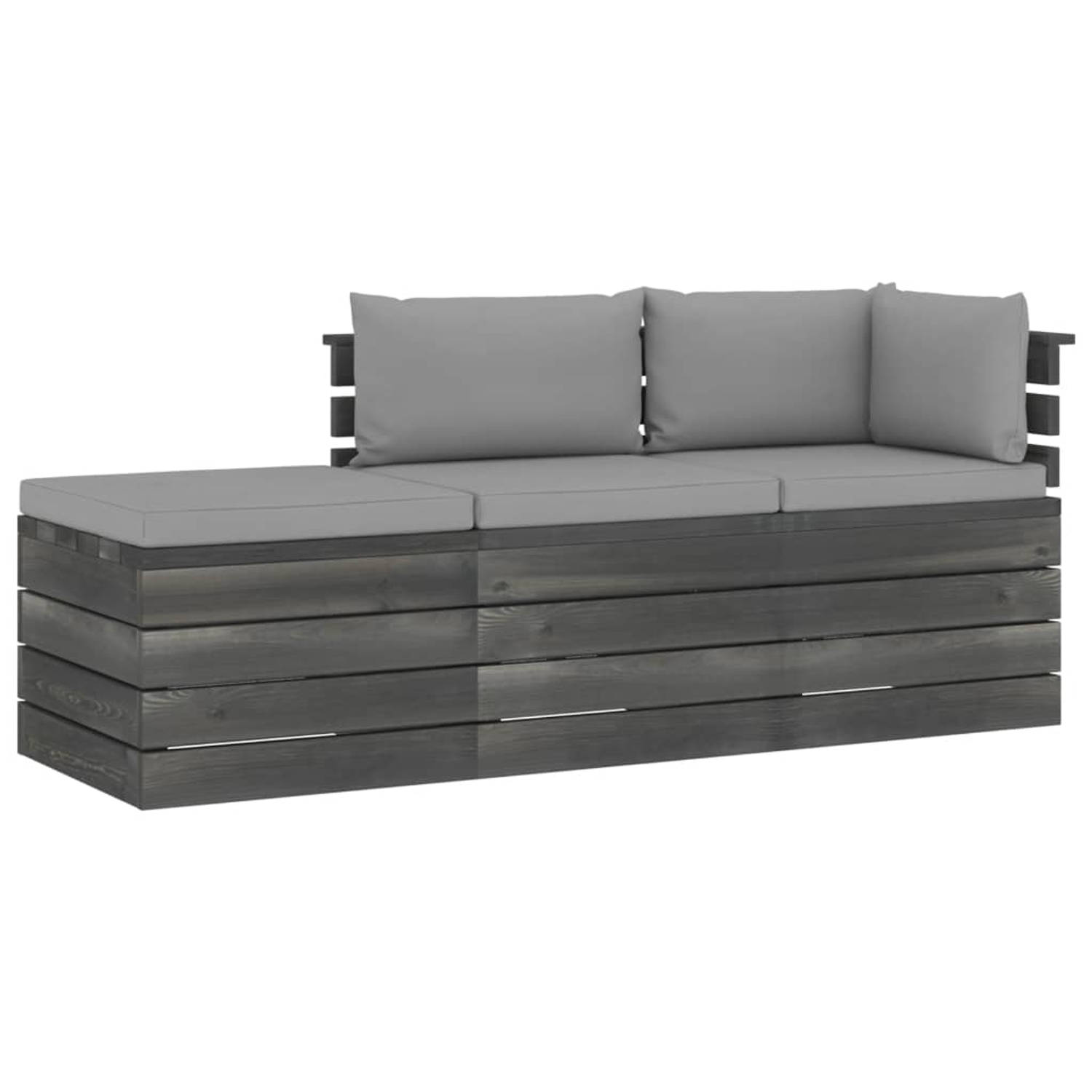 The Living Store Pallet Loungeset - Grenenhout - Grijs - 60x65x71.5cm - Modulair