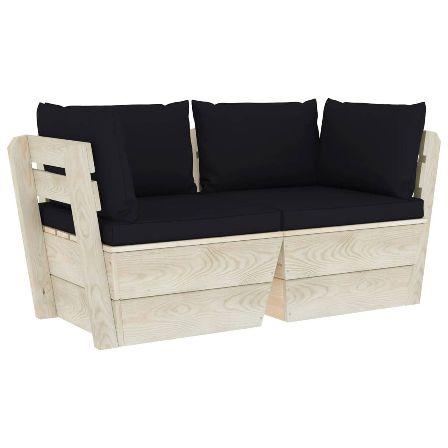 The Living Store Pallet Hoekbank - Zwart - 60 x 60 x 65 cm (B x D x H)