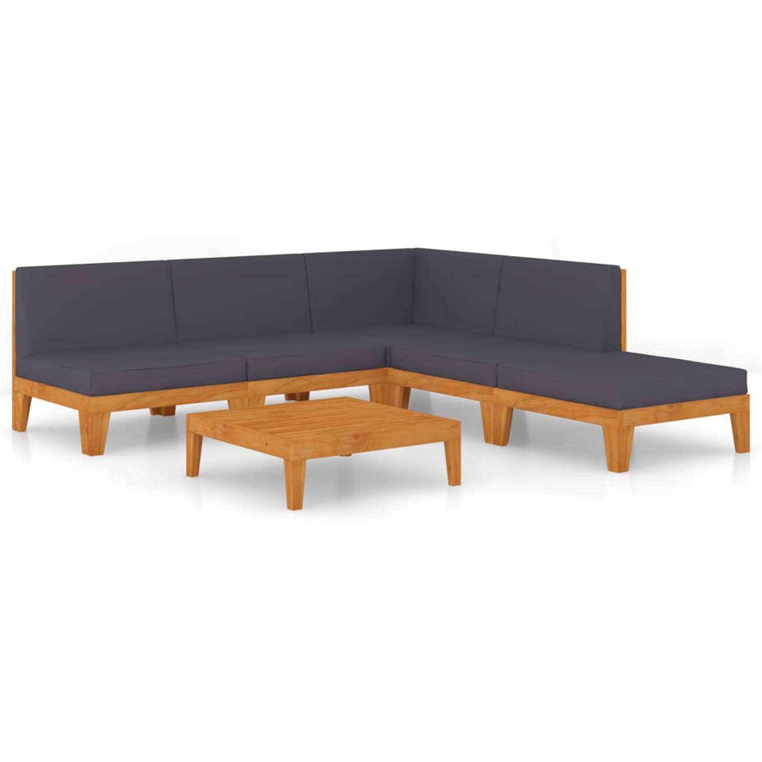 The Living Store 6-delige Loungeset met kussens massief acaciahout - Tuinset