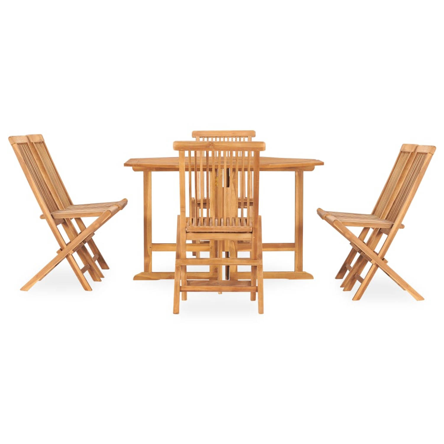 The Living Store Eethoek - Teak - 120x120x75 cm - inklapbaar - 6 stoelen