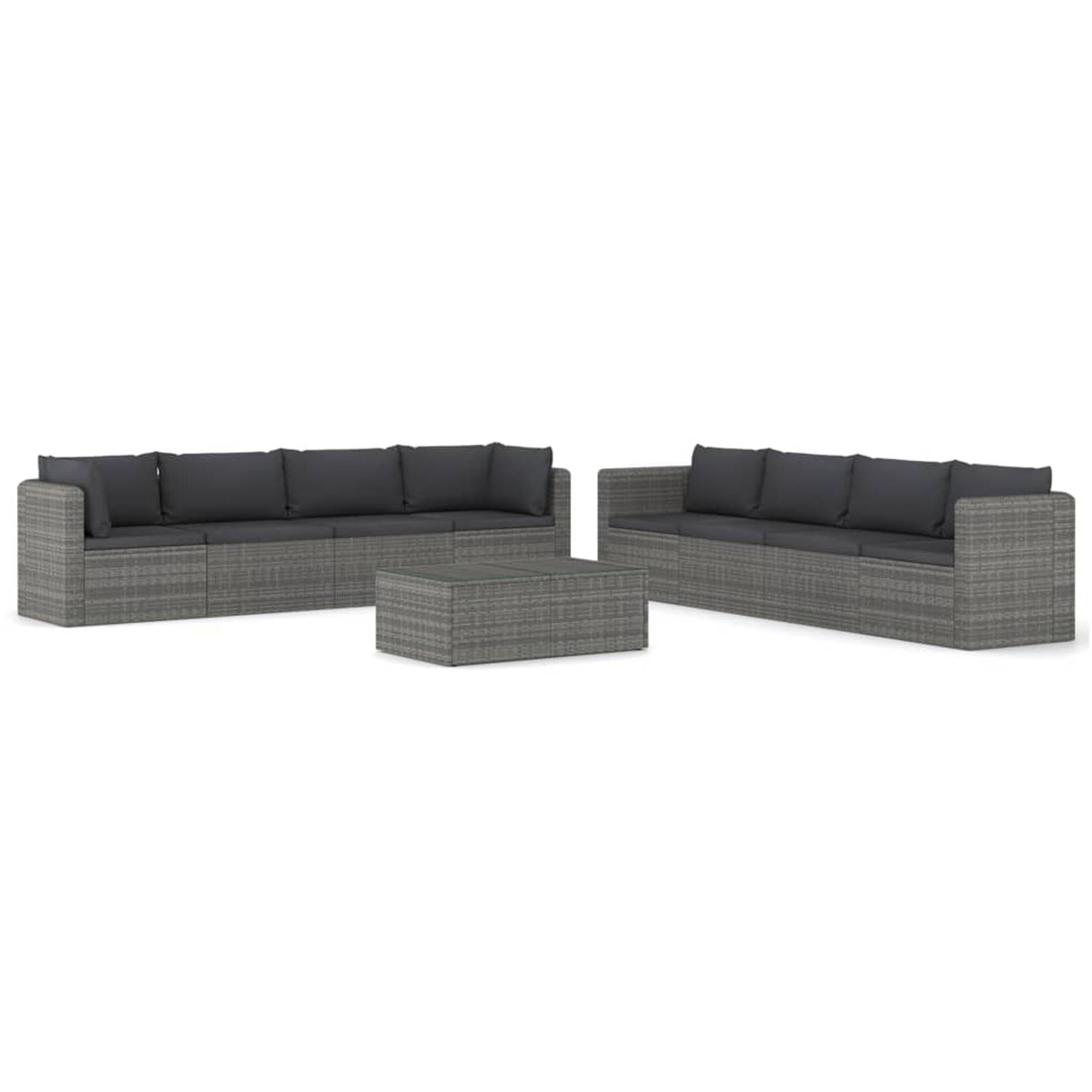 The Living Store Loungeset Hoekbank Grijs 72x72x63 cm - PE-rattan - Waterbestendig