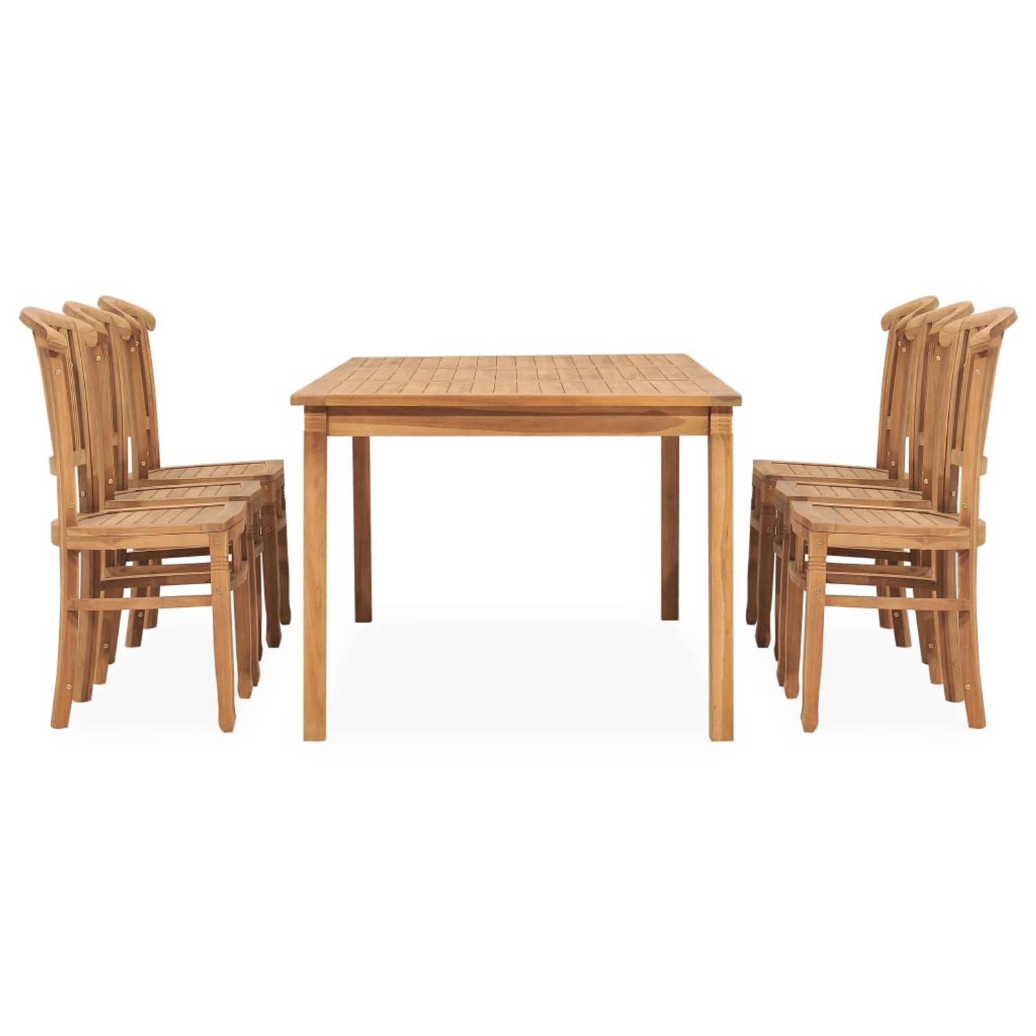 The Living Store Teakhouten Tuinmeubelset - 200 x 100 x 75 cm - Hardhouten tafel en 6 stoelen