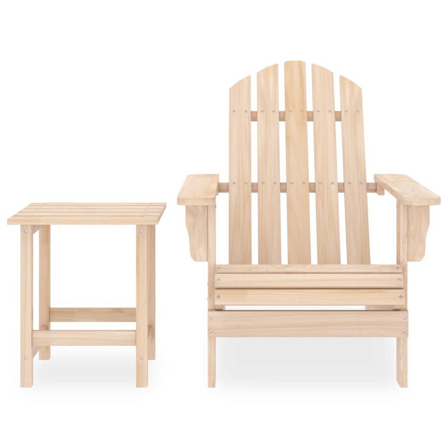 The Living Store Adirondack Stoel - Tuinstoel met Tafeltje - Massief Vurenhout - 69.5 x 86.5 x 89.5 cm - Comfortabel