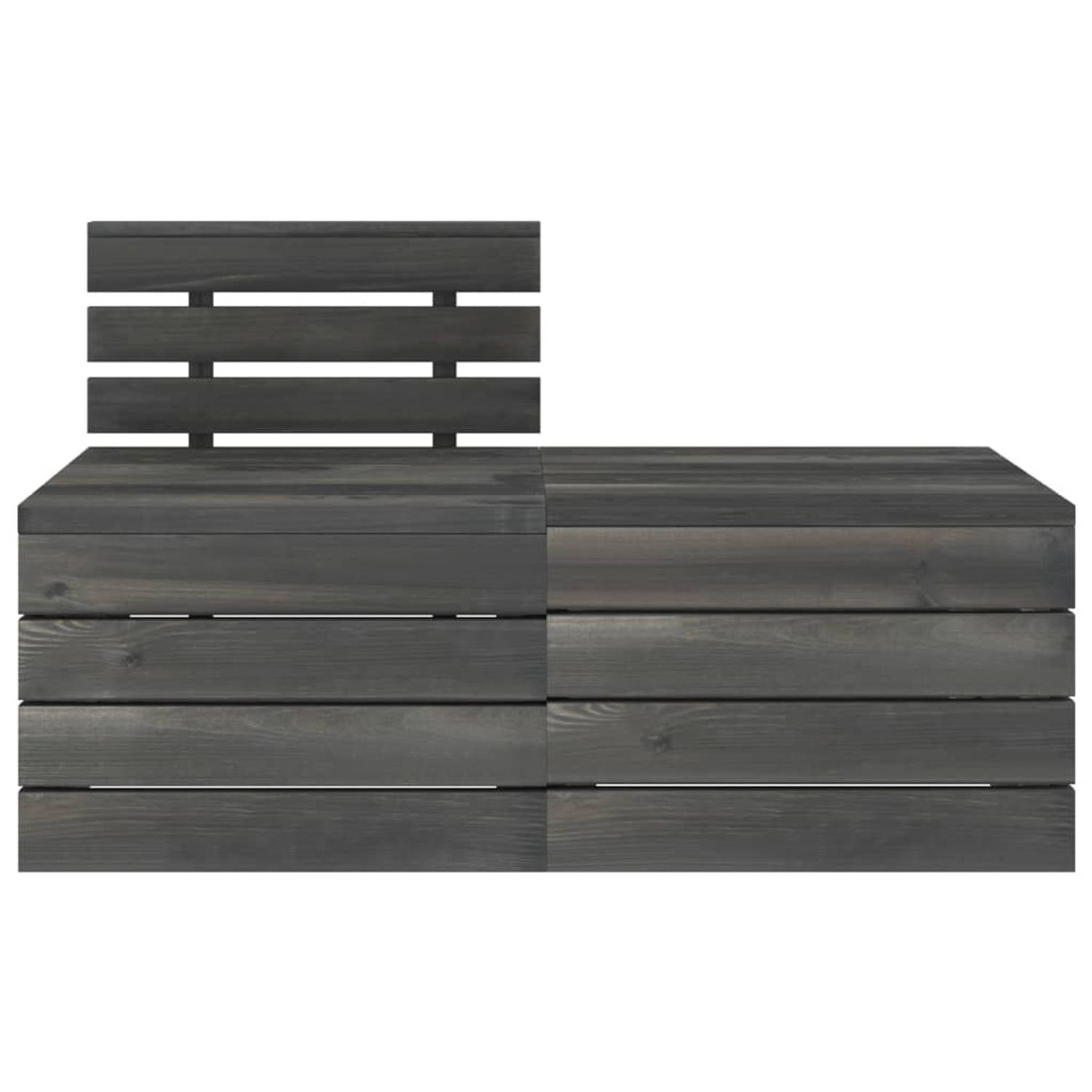The Living Store Pallet Loungeset - Tuinmeubelset - Massief grenenhout - 60 x 65 x 71.5 cm - Donkergrijs