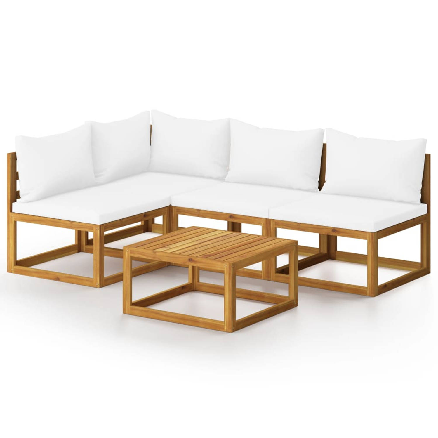 The Living Store Loungeset Acacia - 3-delig - Crème - 68x68x29 cm - Weerbestendig