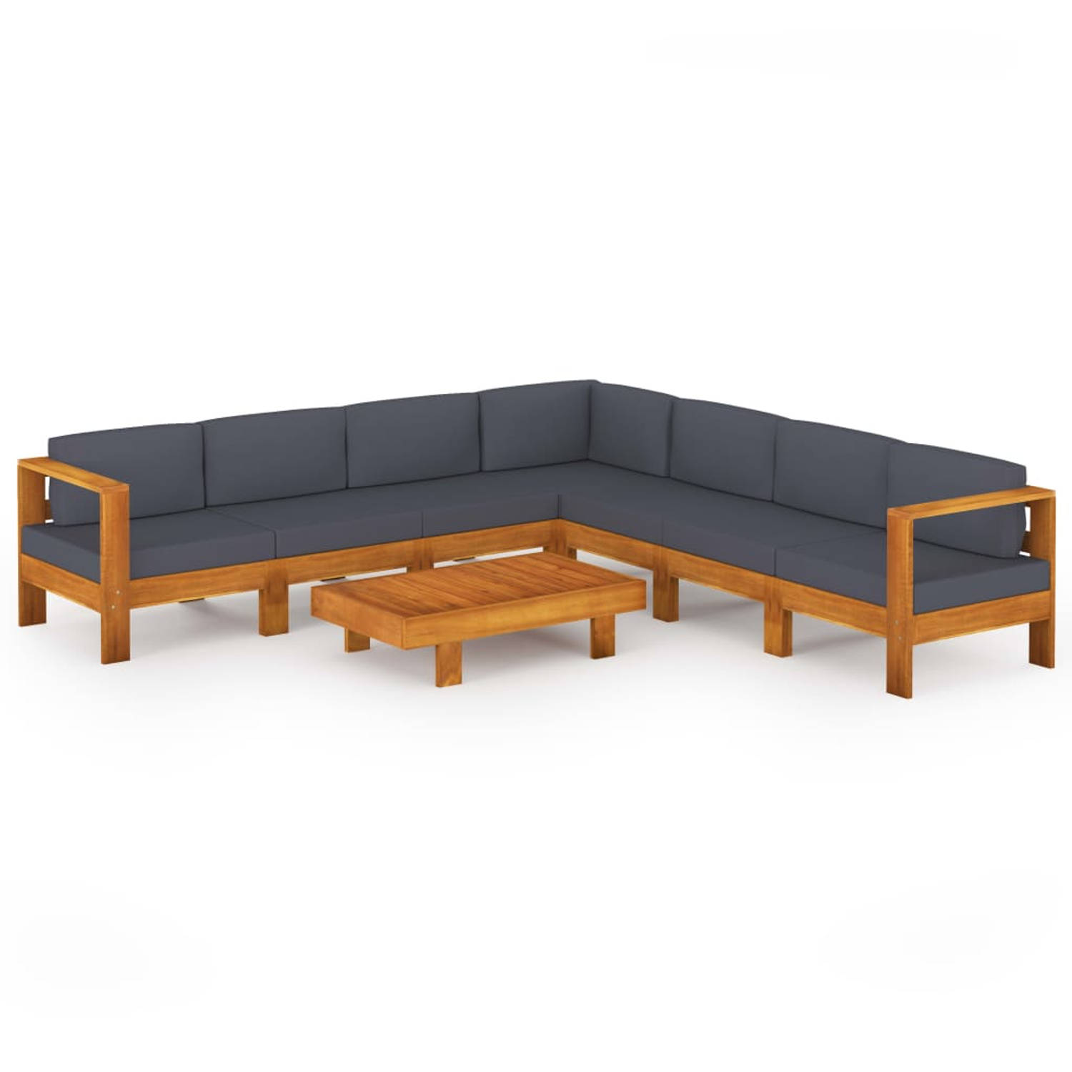The Living Store loungeset acaciahout - tuinmeubelset - donkergrijs - 100x60x25cm