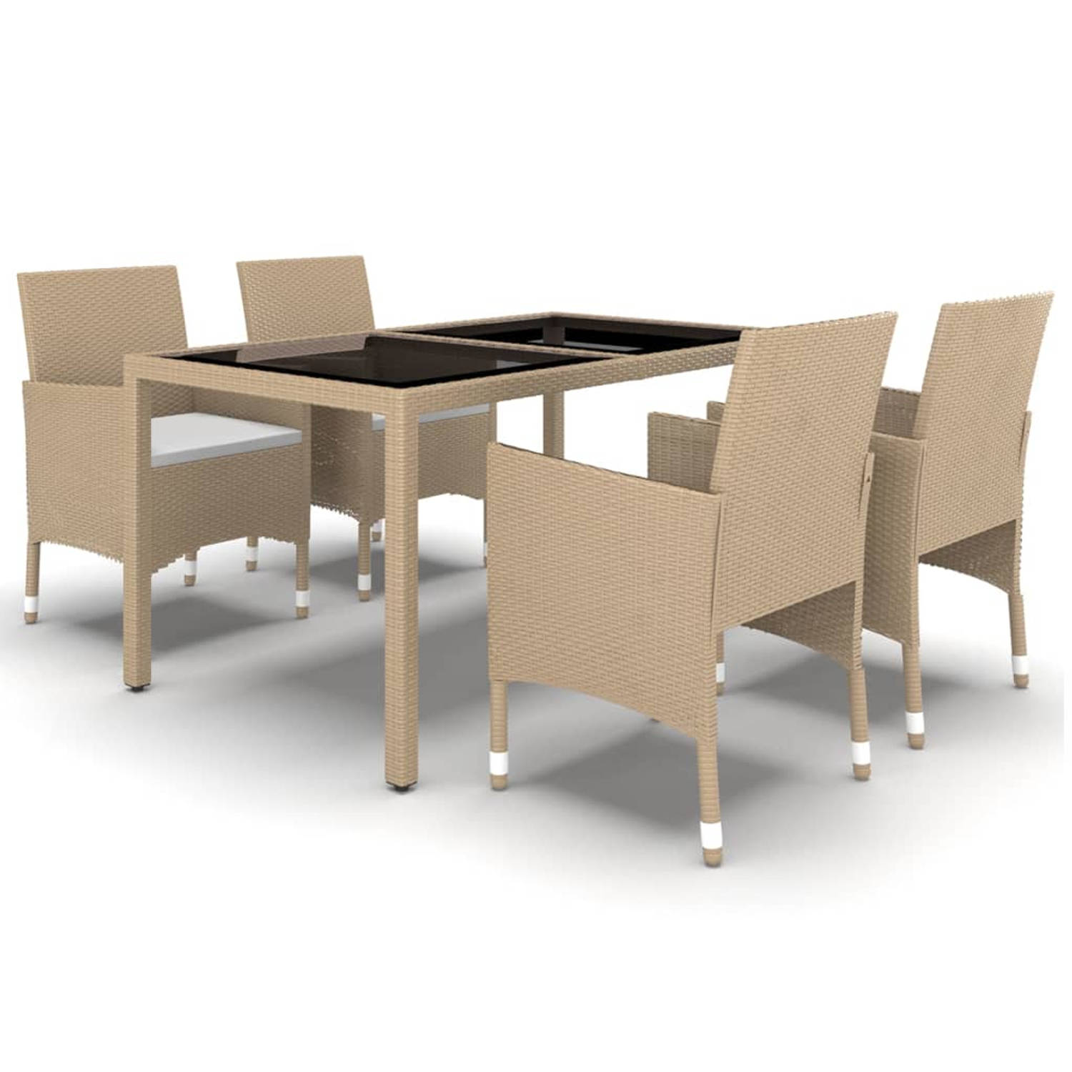 The Living Store Tuinset - Beige - 150 x 90 x 75 cm - Poly rattan