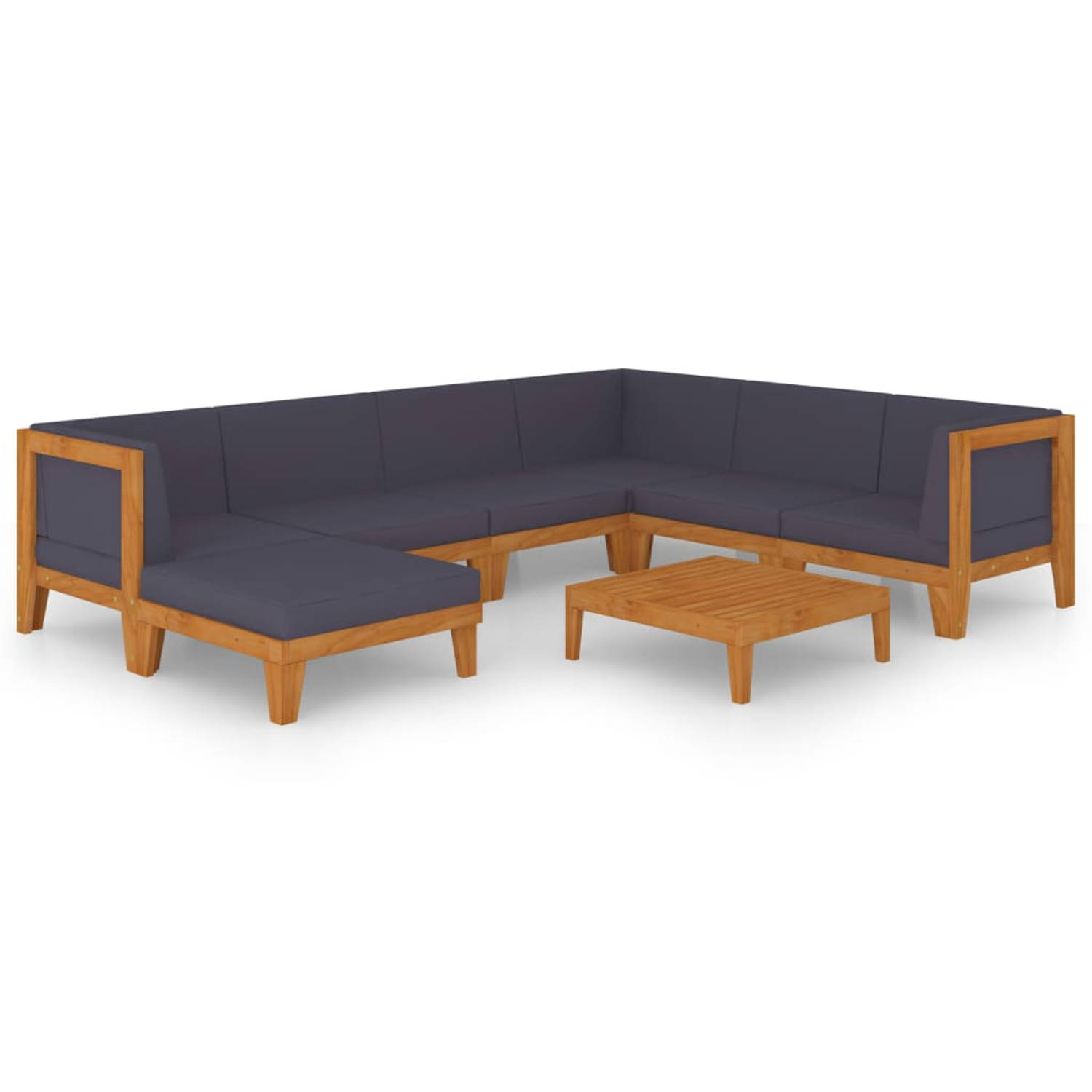 The Living Store Acacia Loungeset - Donkergrijs - 68.5x68.5x62 cm - Modulair