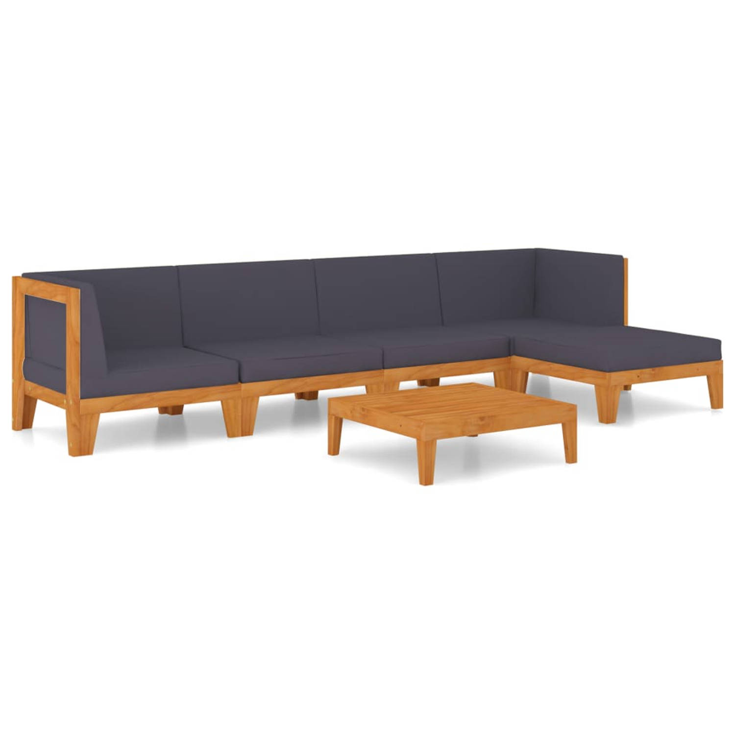 The Living Store 6-delige Loungeset met kussens massief acaciahout - Tuinset
