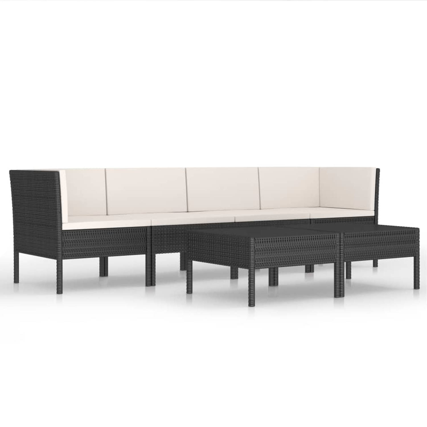 The Living Store loungeset Modulaire Tuinmeubelset - 6-delig - PE-rattan - Zwart - 69x69x69 cm - weerbestendig - 100% polyester