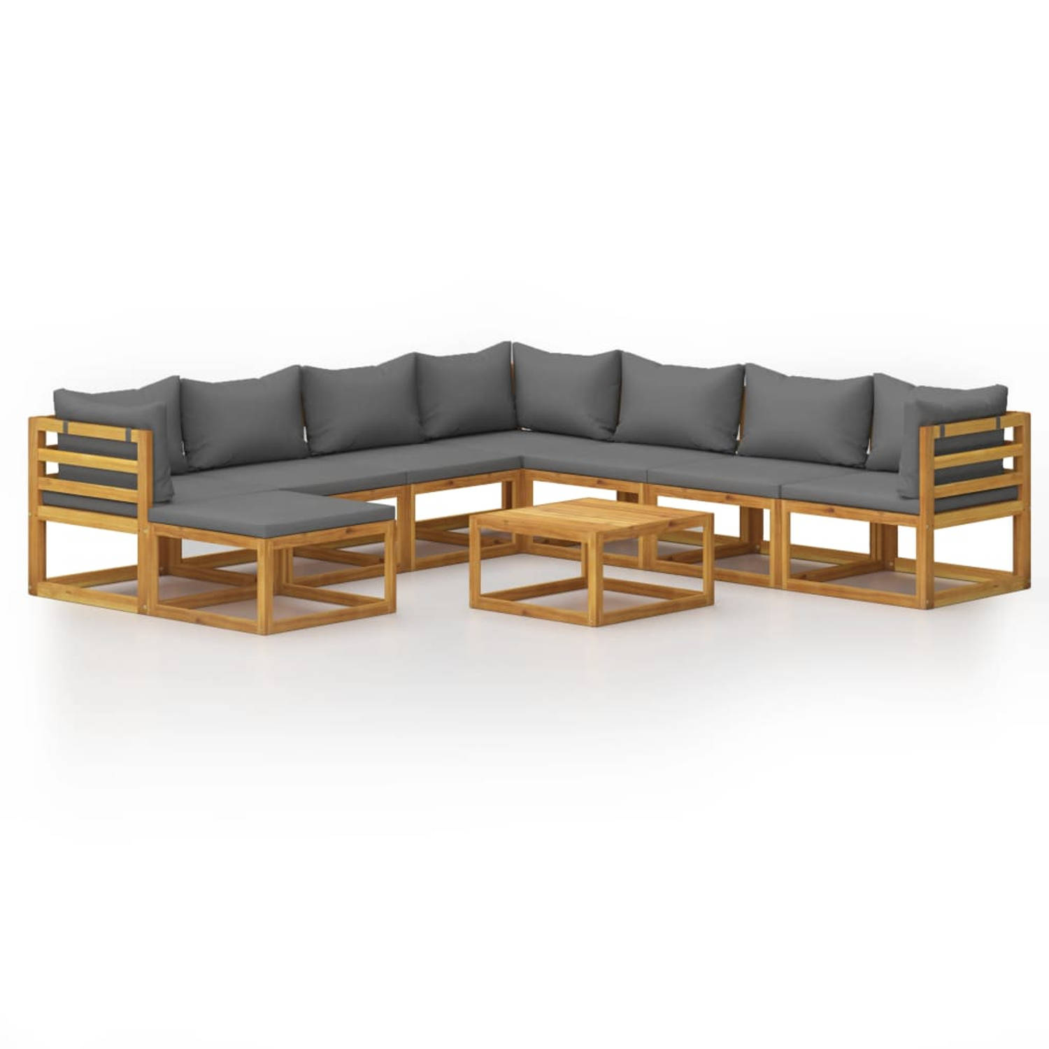 The Living Store 9-delige Loungeset met kussens massief acaciahout - Tuinset