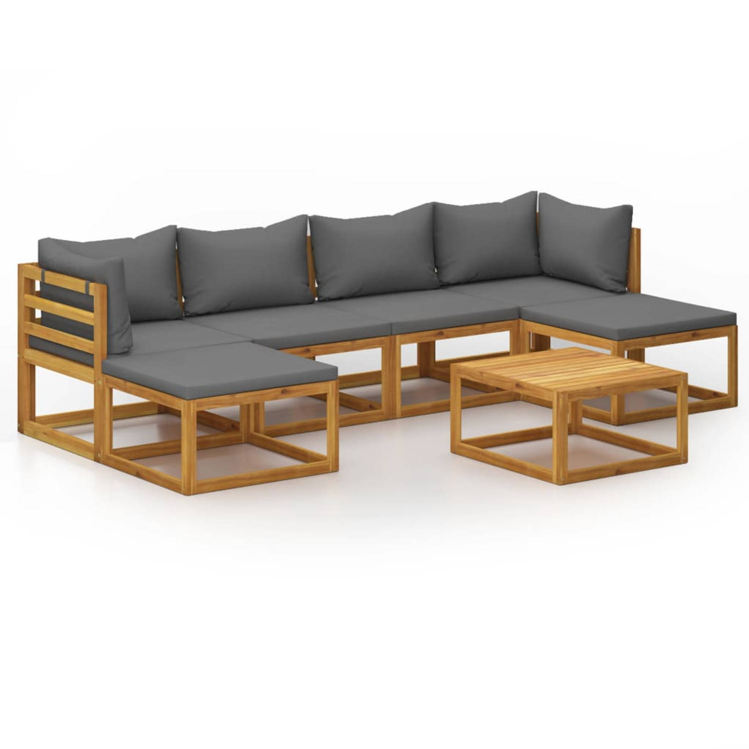 The Living Store 7-delige Loungeset met kussens massief acaciahout - Tuinset