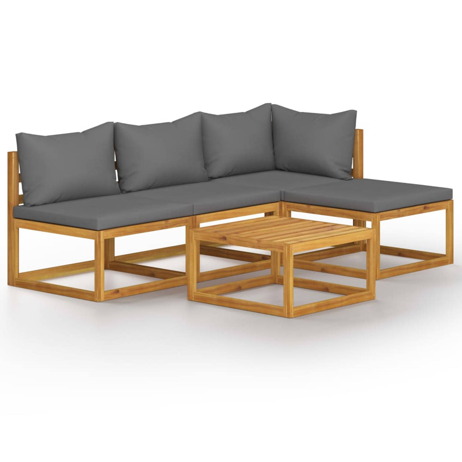 The Living Store 5-delige Loungeset met kussens massief acaciahout - Tuinset