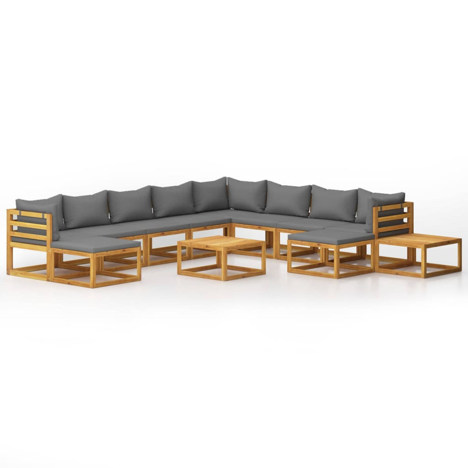The Living Store 12-delige Loungeset met kussens massief acaciahout - Tuinset
