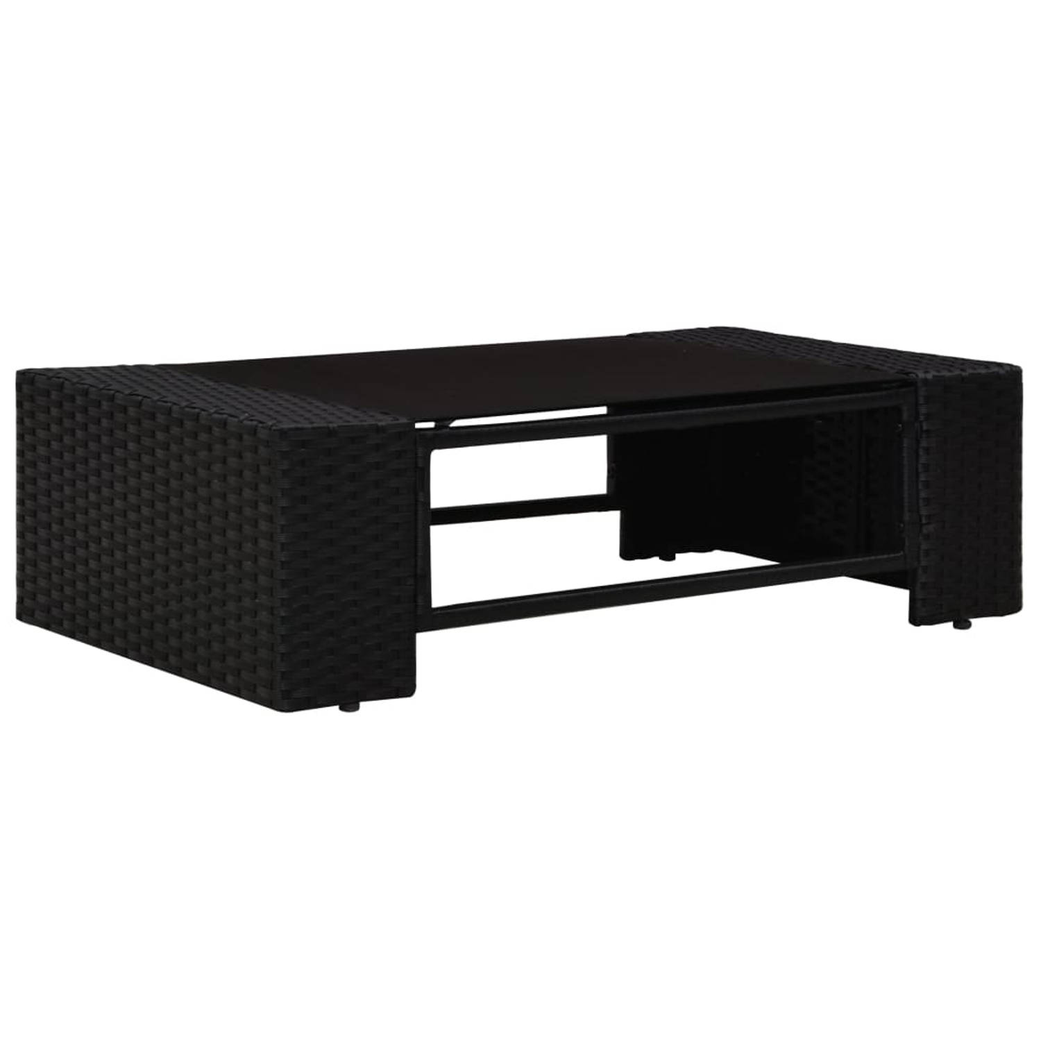 The Living Store Loungeset - Poly Rattan - Zwart - Modulair - Staal Frame - PE-rattan - Inclusief Kussens - Salontafel - 12-delig