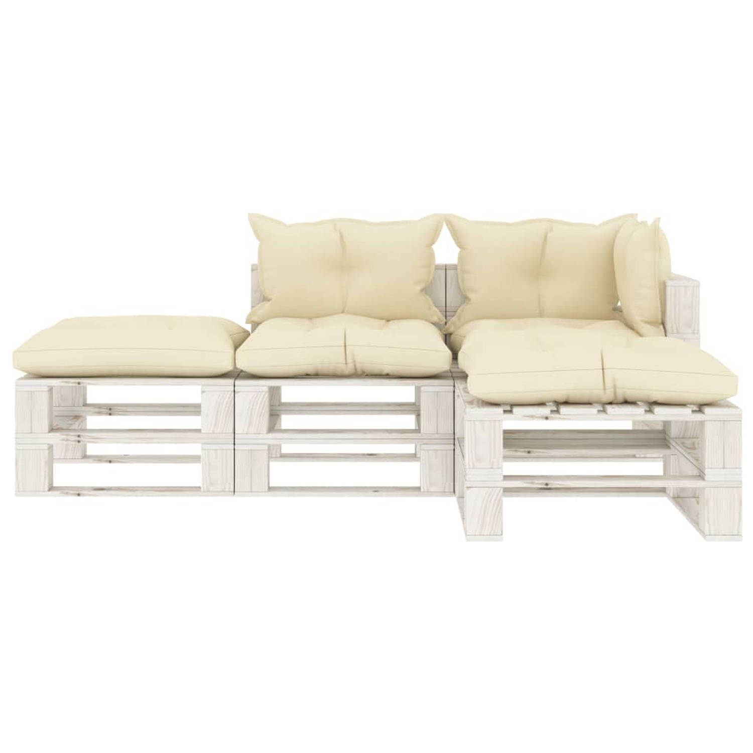 The Living Store Loungeset - Pallet - Tuinmeubelset - 70 x 67.5 x 60.8 cm - Grenenhout