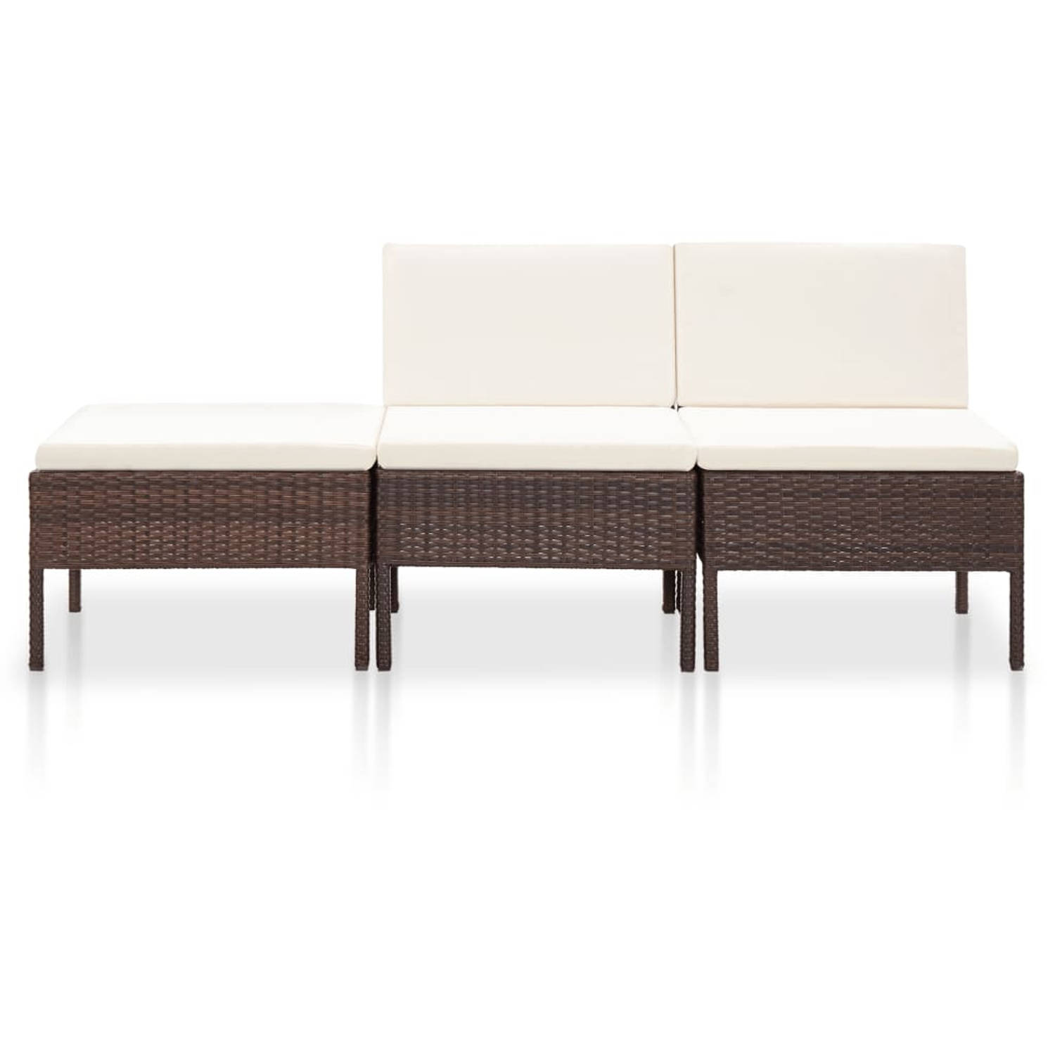 The Living Store Loungeset Modulair - PE-rattan - Bruin - 57 x 69 x 67 cm - Inclusief kussens - The Living Store