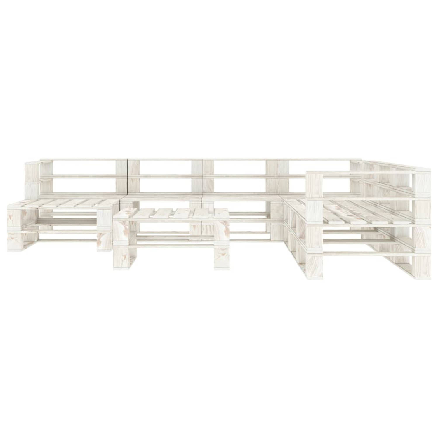 The Living Store 9-delige Loungeset pallet hout wit - Tuinset