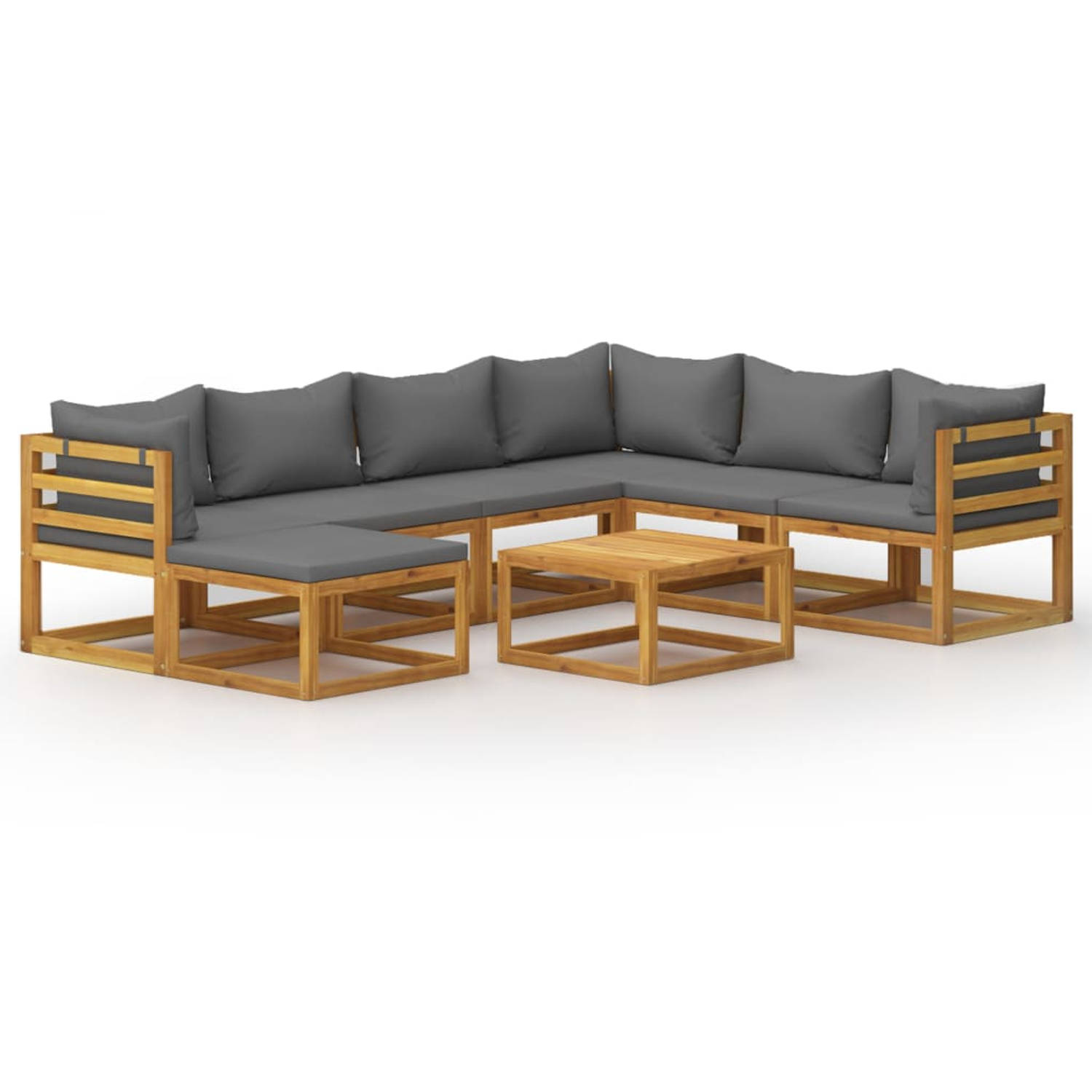 The Living Store 8-delige Loungeset met kussens massief acaciahout - Tuinset