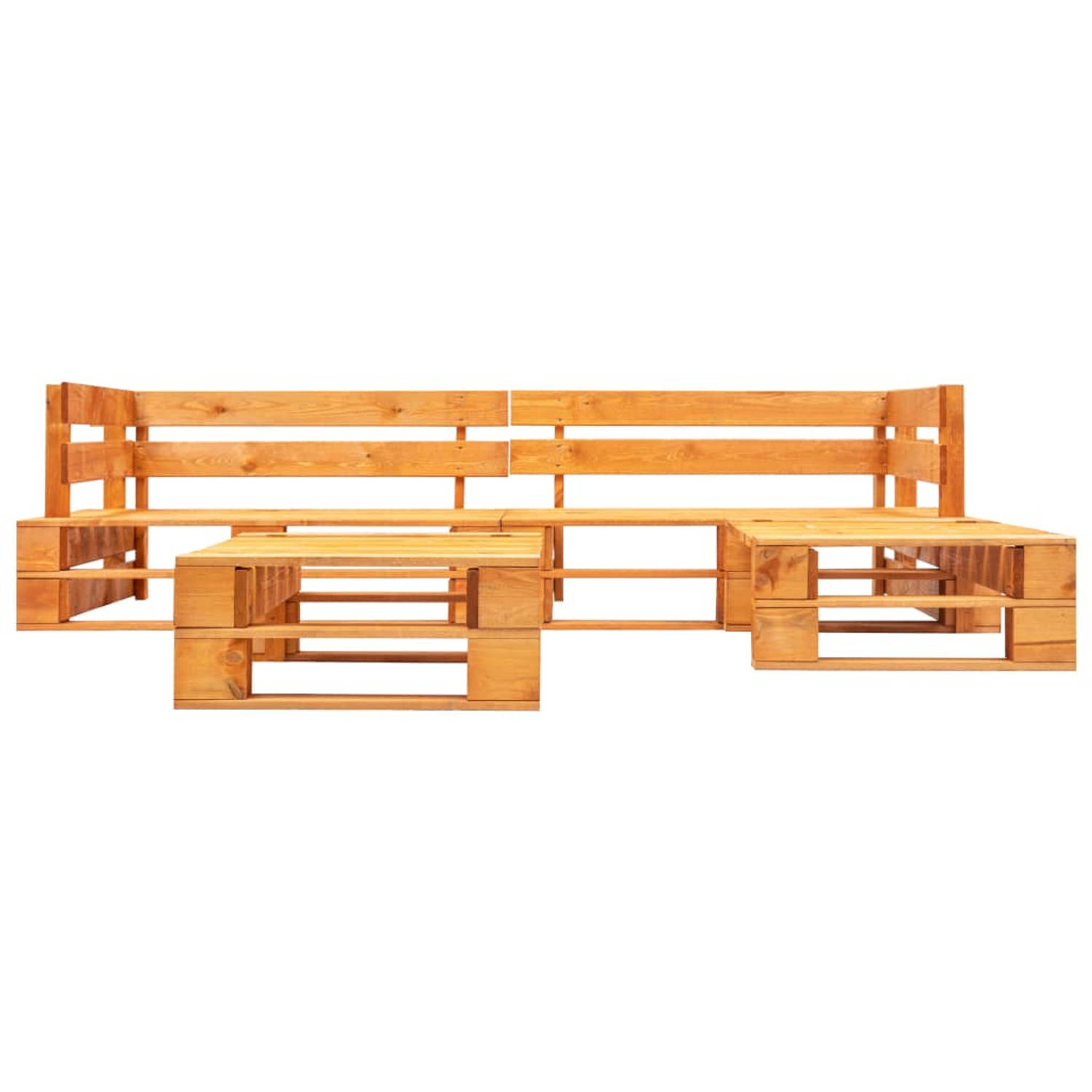 The Living Store 4-delige Loungeset pallet hout honingbruin - Tuinset