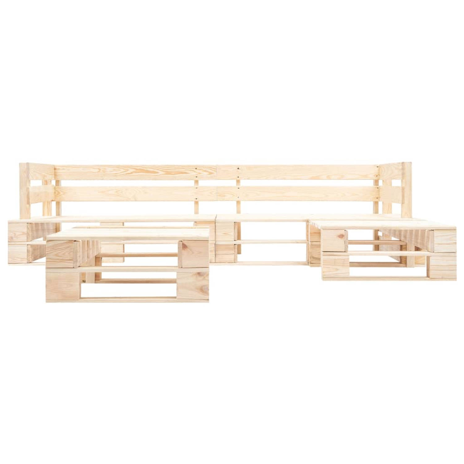 The Living Store Loungeset Pallet - 220 x 155 x 55 cm - Grenenhout - Natuurlijke houtkleur