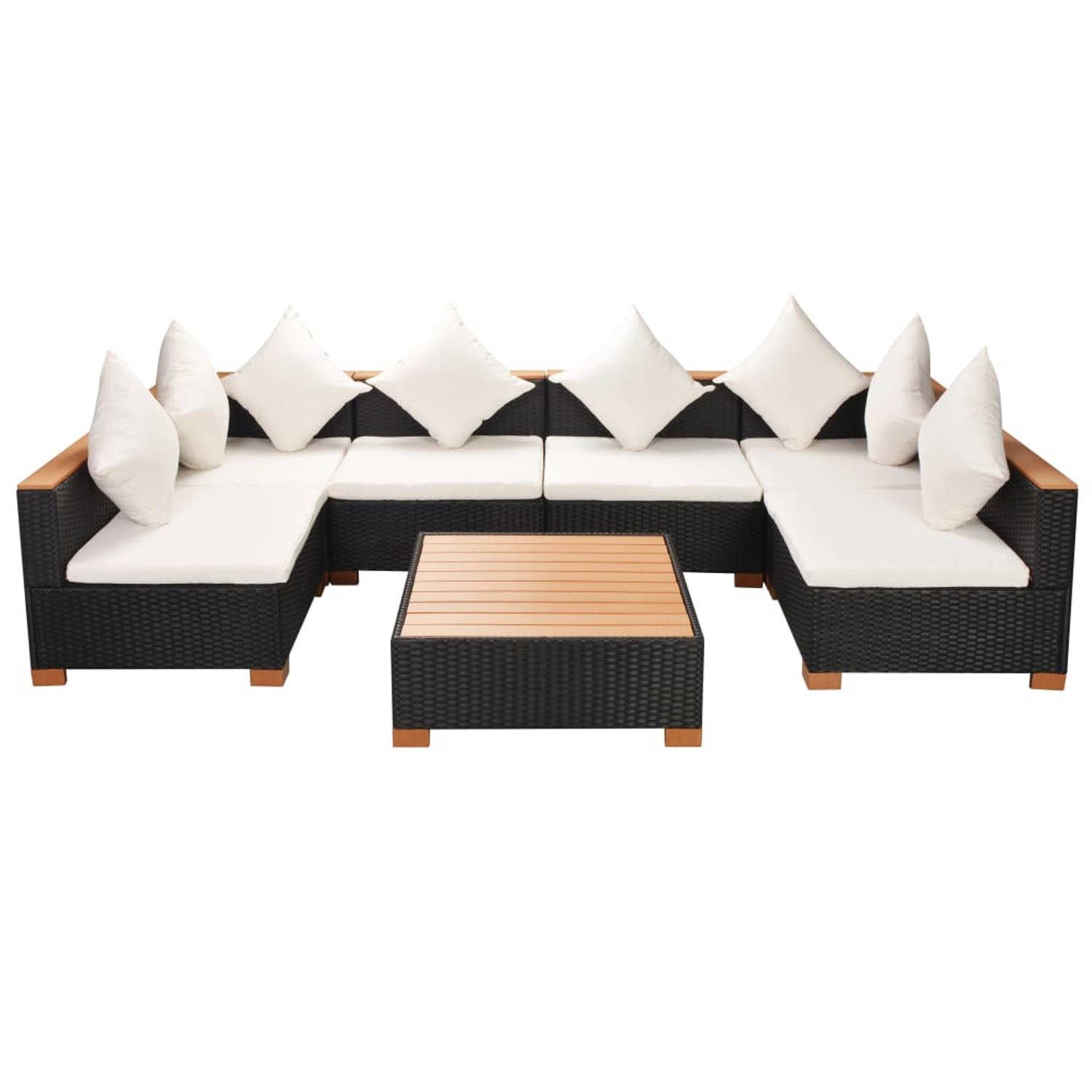 The Living Store Rattan loungeset - 278 x 139 x 57.5 cm - modulair - zwart en bruin