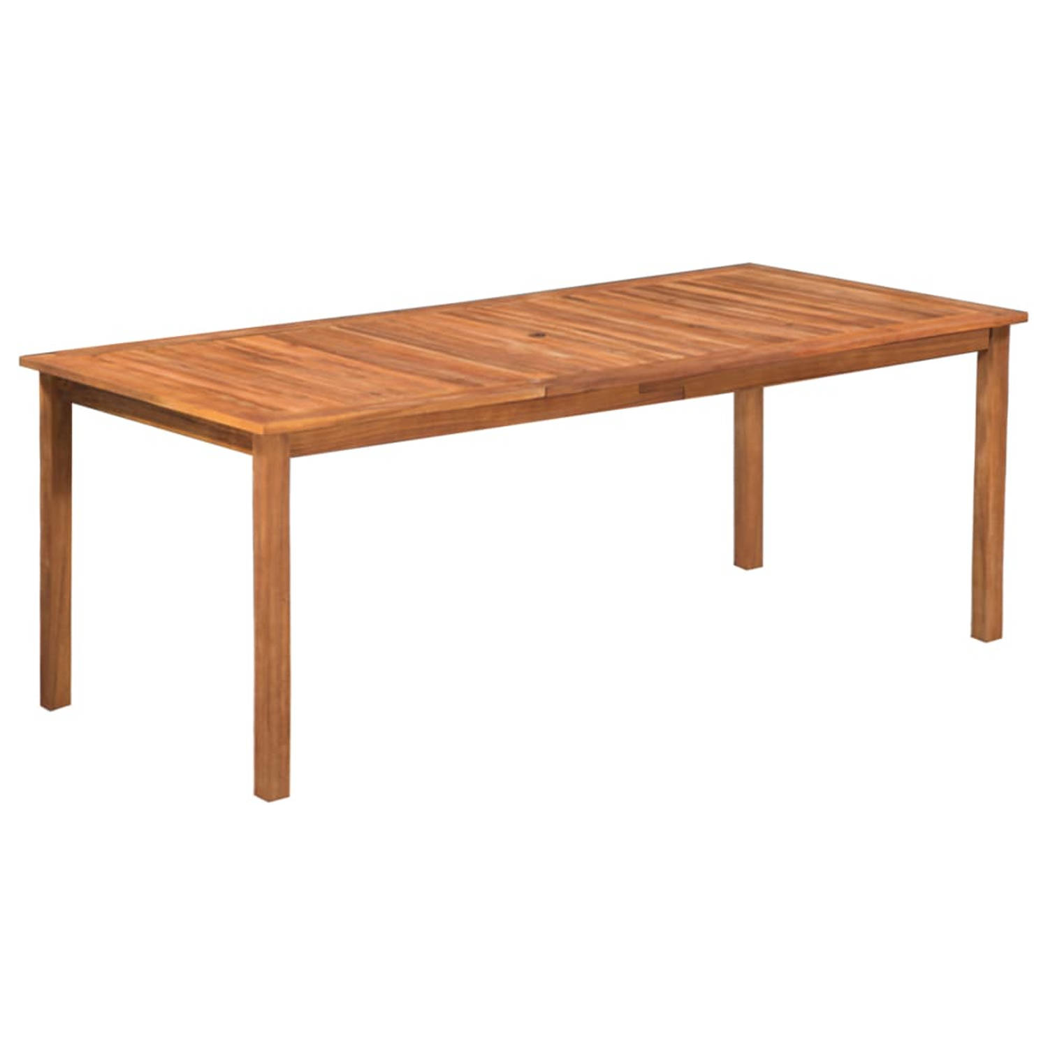 The Living Store Eetset - Tuintafel massief acaciahout - 200x90x74 cm - PE rattan armstoelen