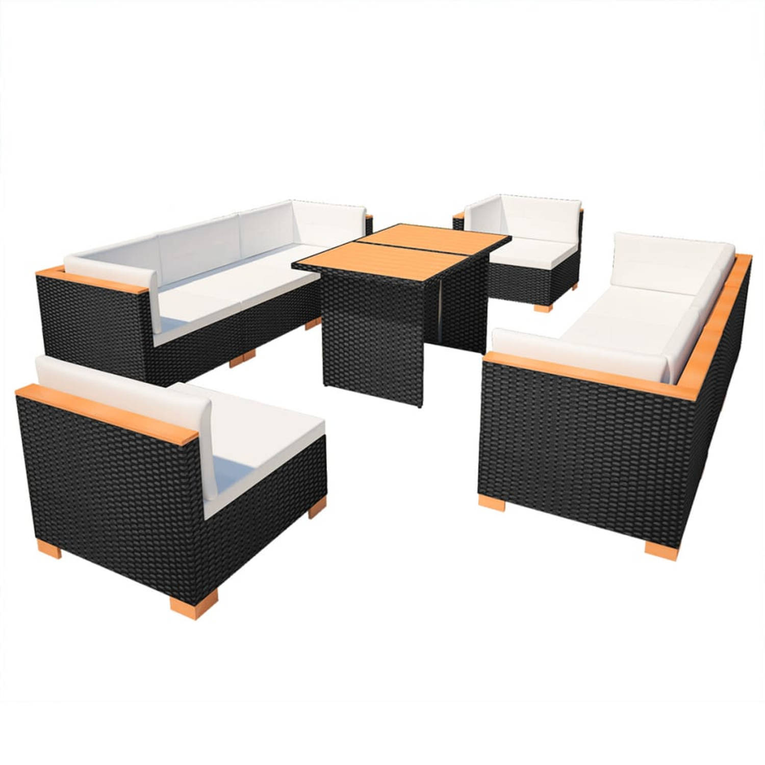The Living Store Rattan Lounge Set - Hoekbank 69.5x69.5x57.5cm - PE Rattan - Bruin
